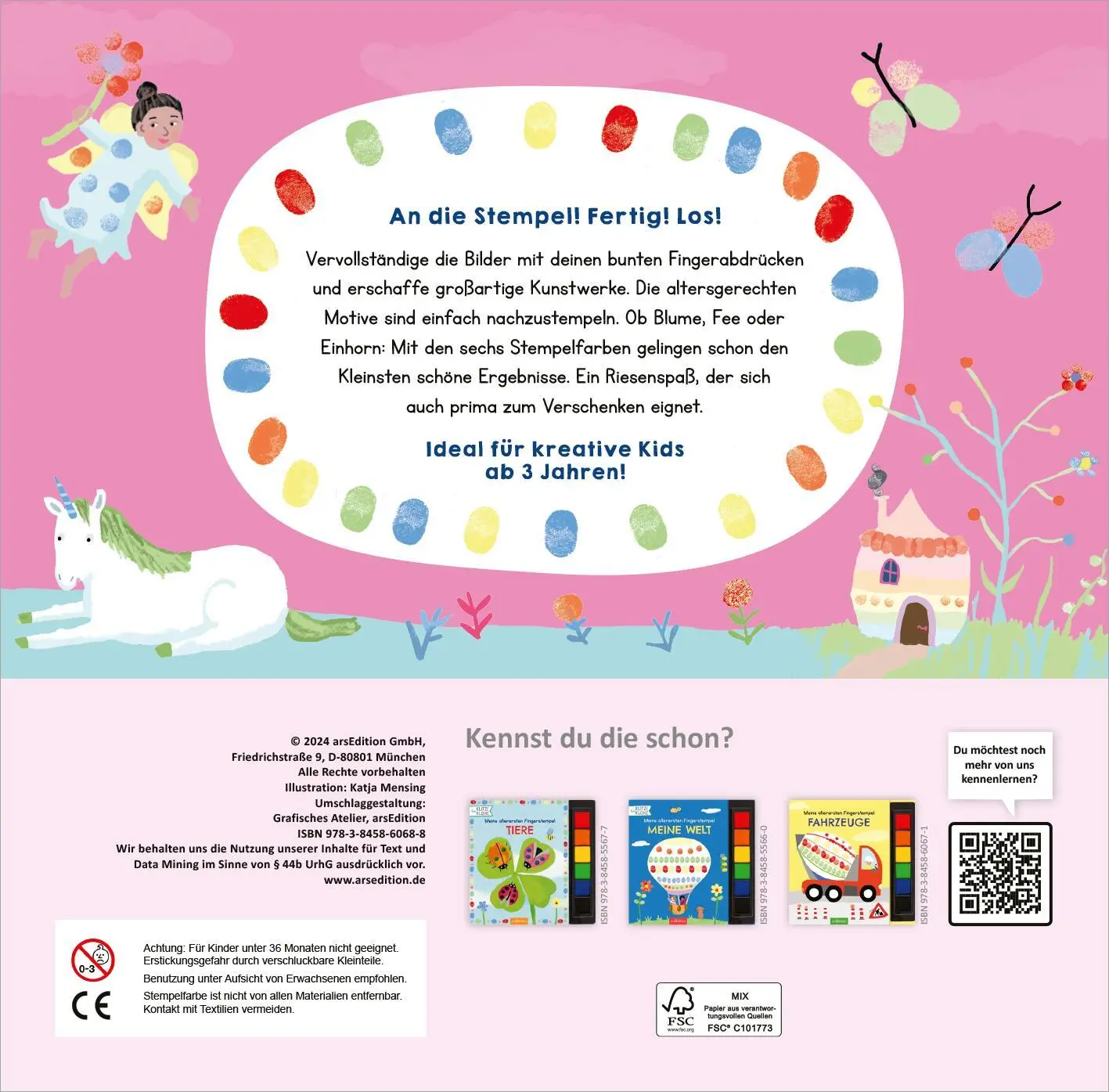 Rückseite: 9783845860688 | Meine allerersten Fingerstempel Feen und Einhörner | Katja Mensing