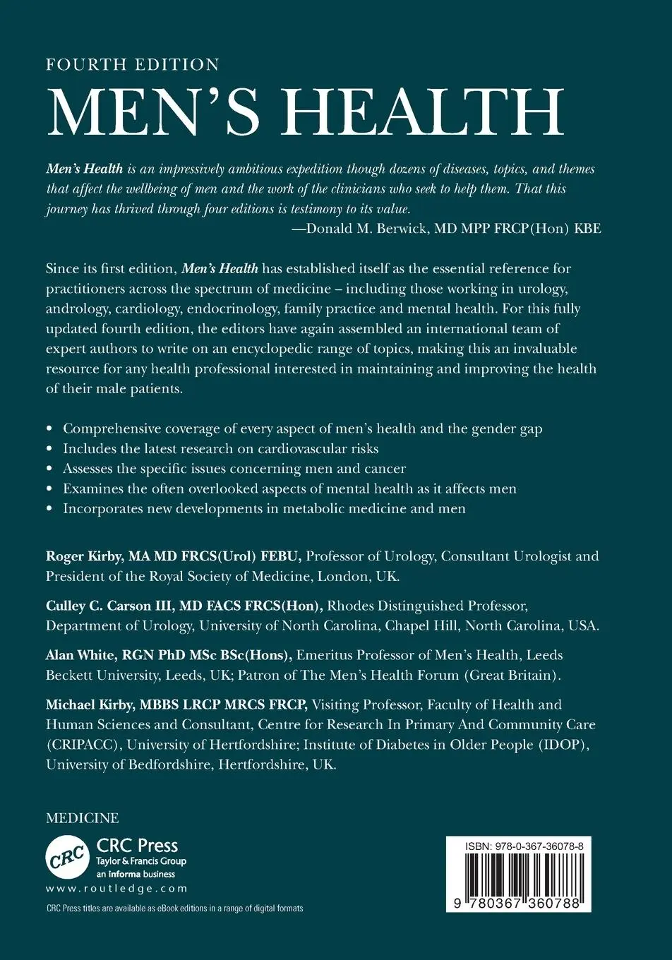 Rückseite: 9780367360788 | Men's Health 4e | Roger S Kirby (u. a.) | Taschenbuch | Englisch