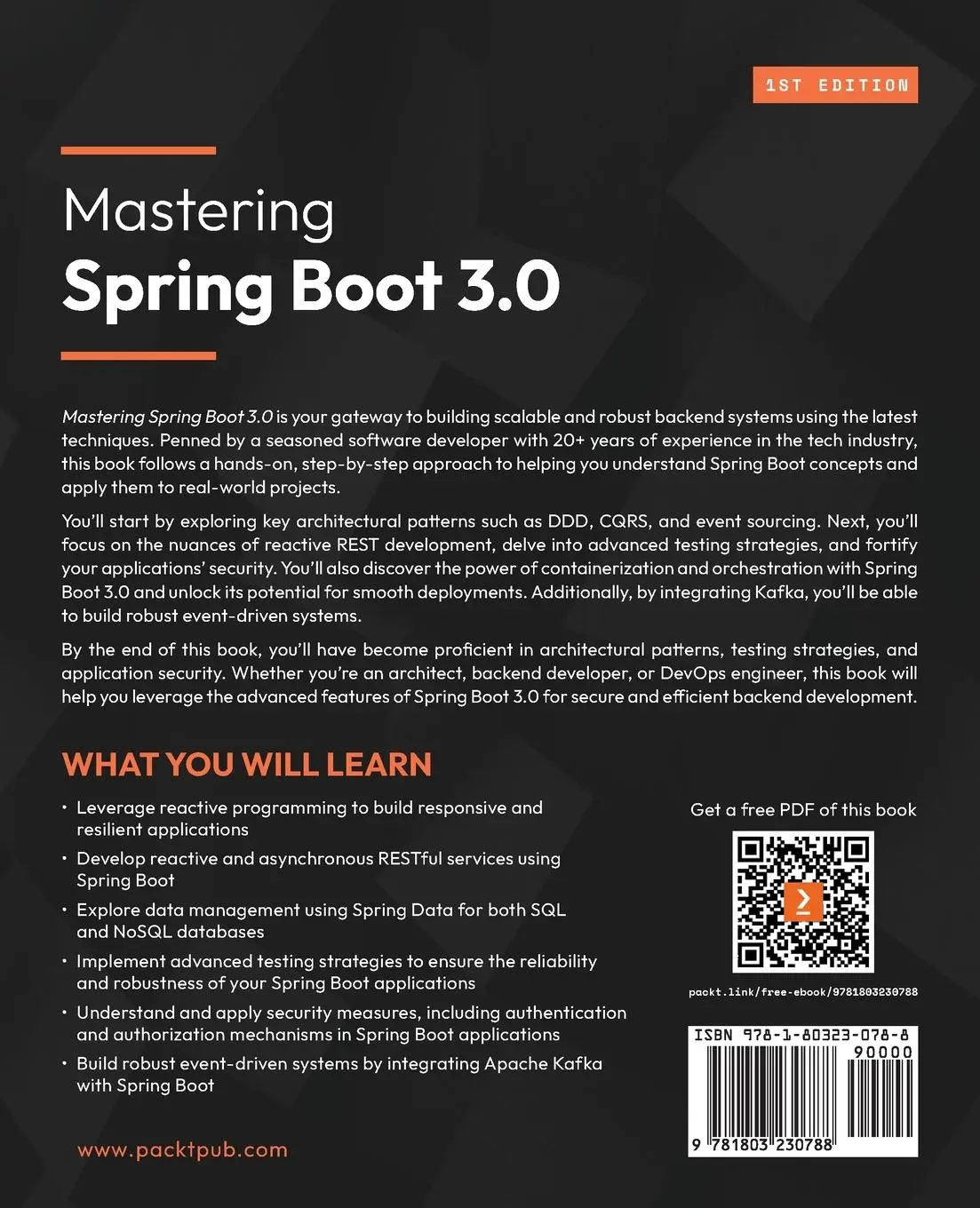 Rückseite: 9781803230788 | Mastering Spring Boot 3.0 | Ahmet Meric | Taschenbuch | Englisch