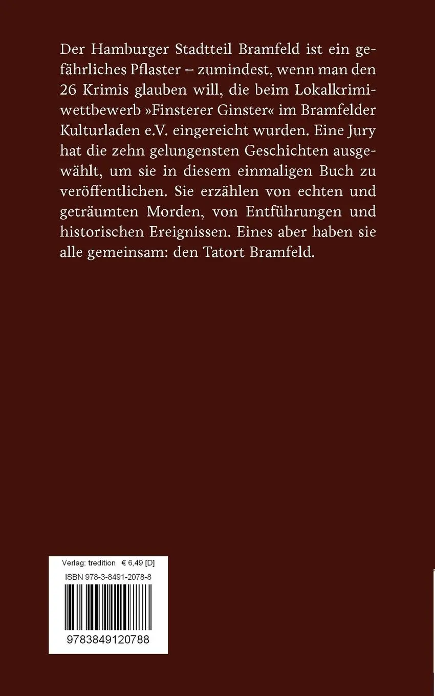 Rückseite: 9783849120788 | Finsterer Ginster | 10 Lokalkrimis aus Bramfeld | Sominka (u. a.)