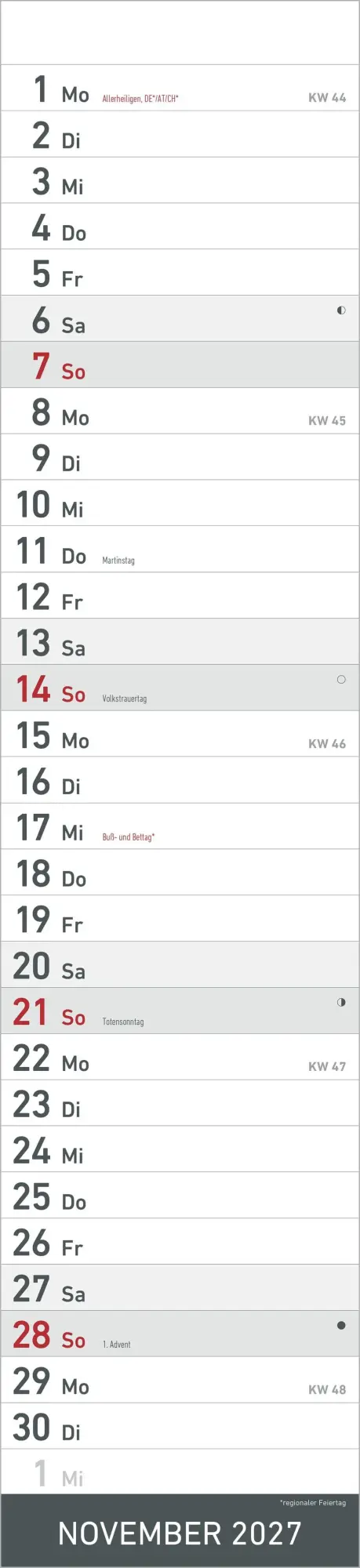 Bild: 4069095010888 | Streifenplaner SCHWARZ 2027 | Neumann Verlage GmbH &amp; Co KG | Kalender