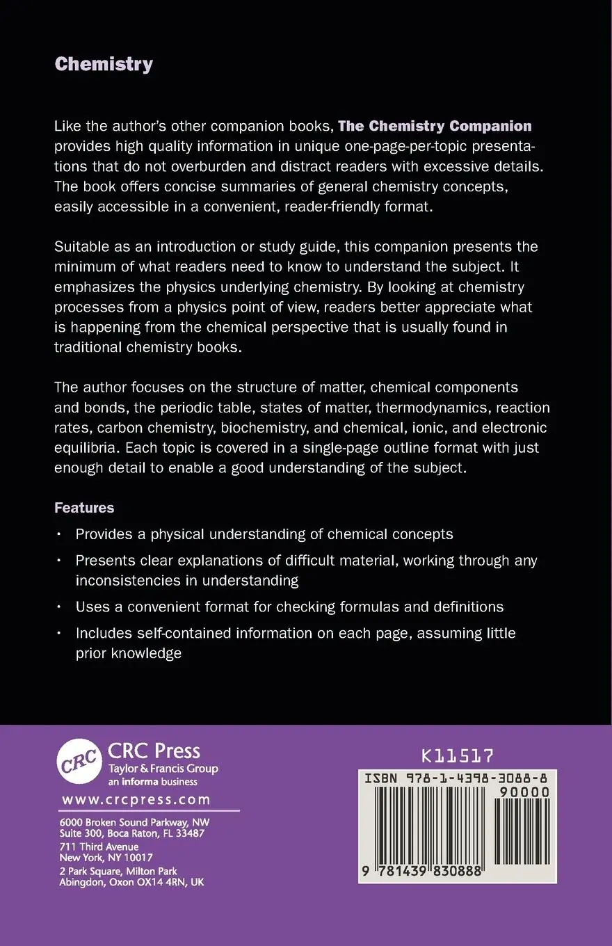 Rückseite: 9781439830888 | The Chemistry Companion | Anthony C. Fischer-Cripps | Taschenbuch