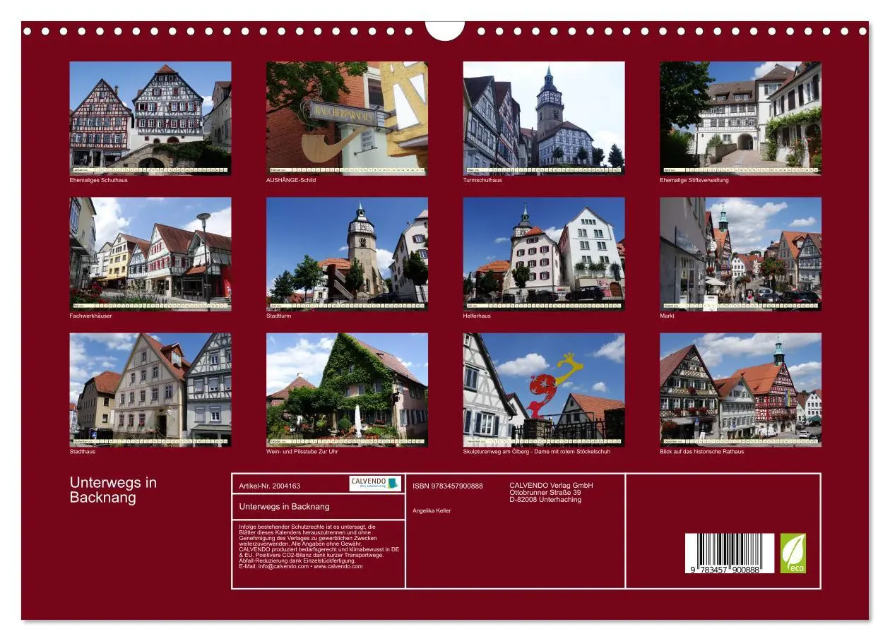 Bild: 9783457900888 | Unterwegs in Backnang (Wandkalender 2026 DIN A3 quer), CALVENDO...