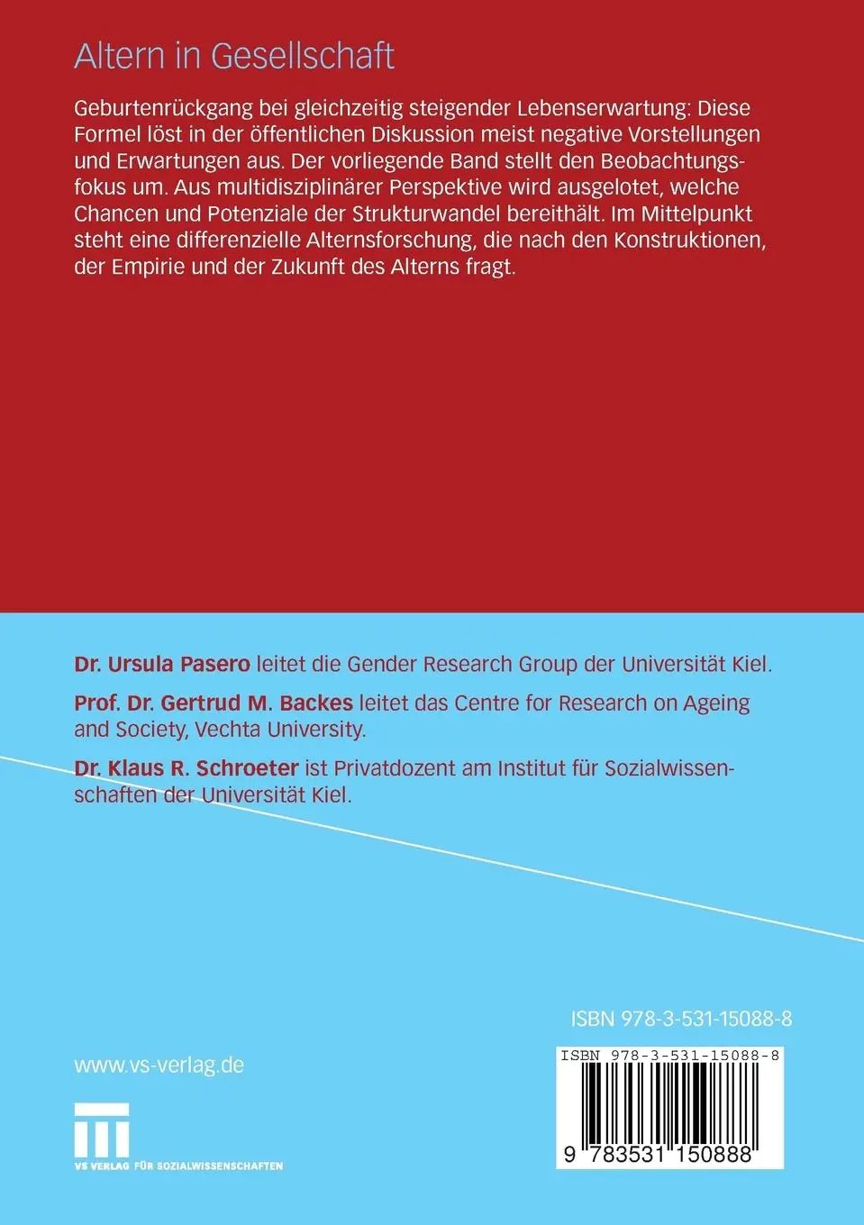 Rückseite: 9783531150888 | Altern in Gesellschaft | Ageing - Diversity - Inclusion | Taschenbuch