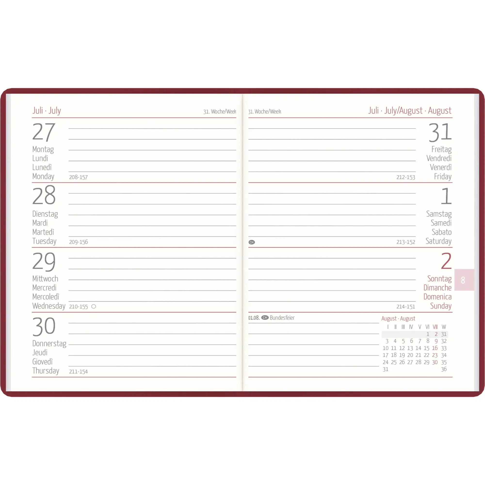 Bild: 4069095000988 | Taschenkalender bordeaux 2026 - Büro-Kalender 8,3x10,7- 1W/2S -...