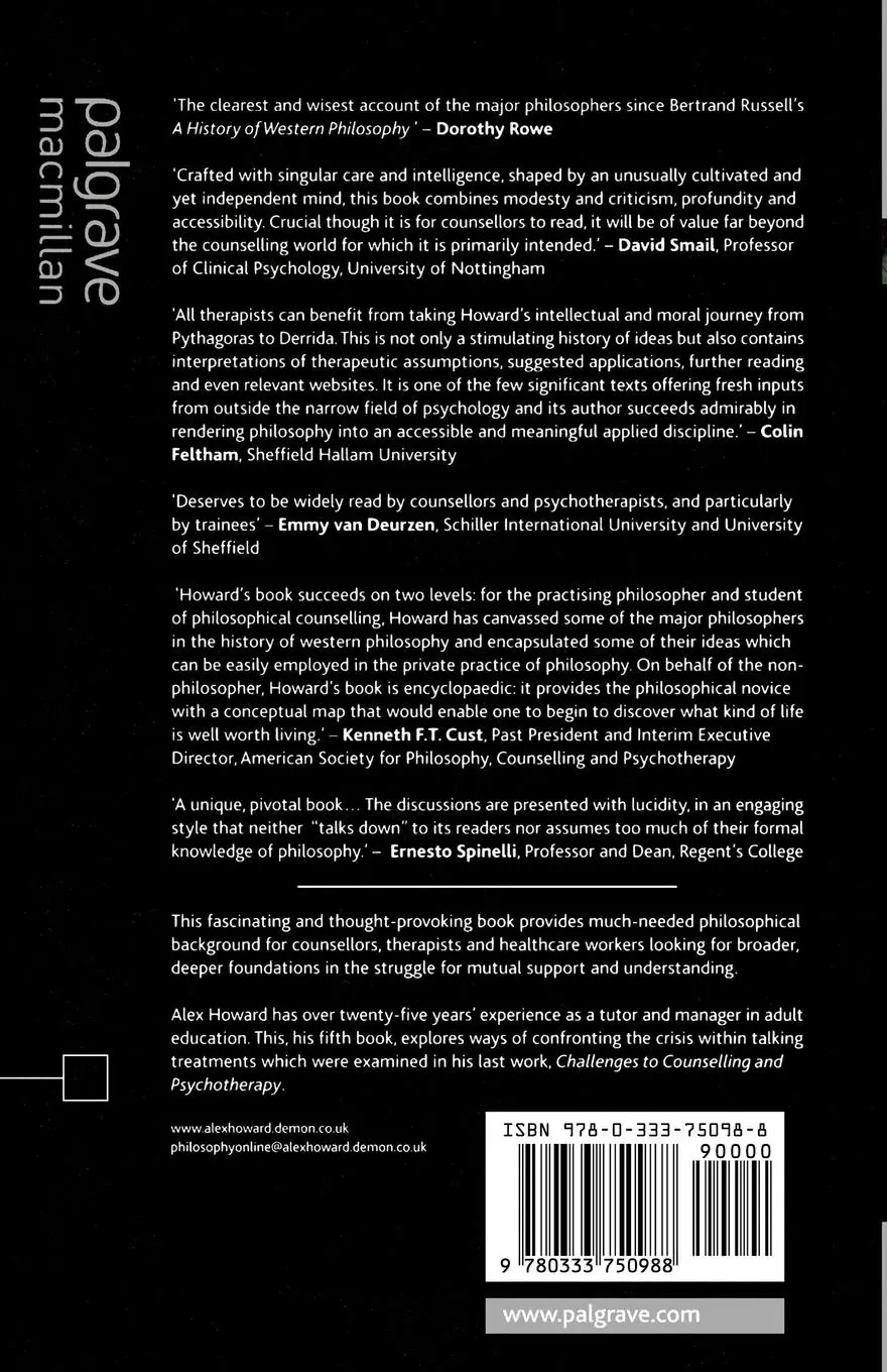 Rückseite: 9780333750988 | Philosophy for Counselling and Psychotherapy | Alex Howard | Buch