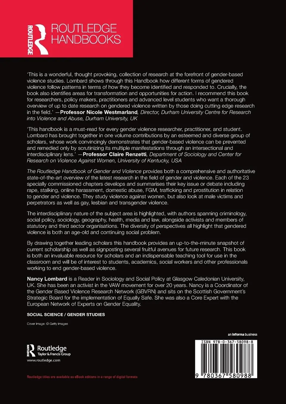 Rückseite: 9780367580988 | The Routledge Handbook of Gender and Violence | Nancy Lombard | Buch