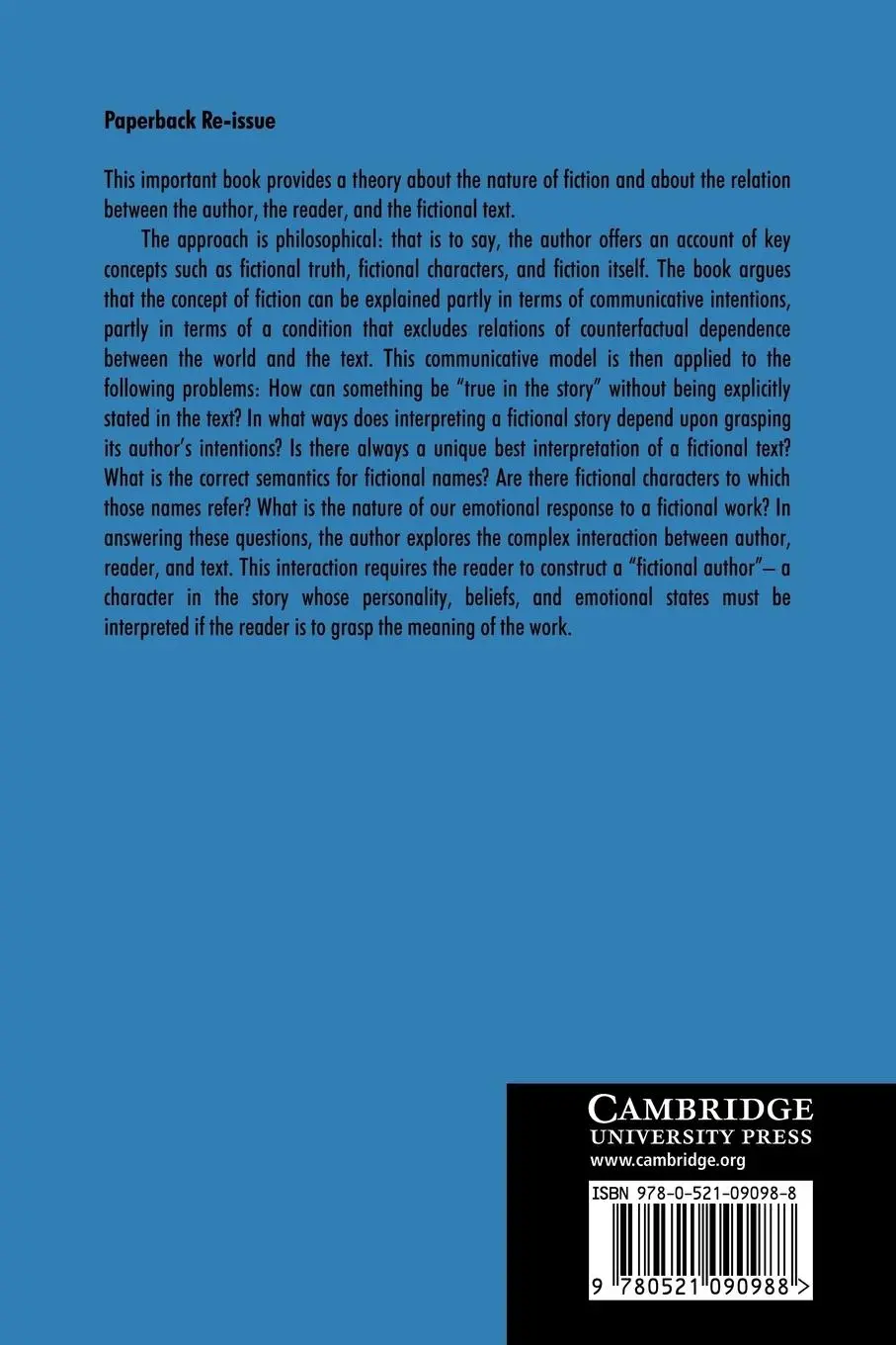 Rückseite: 9780521090988 | The Nature of Fiction | Gregory Currie (u. a.) | Taschenbuch | 2008