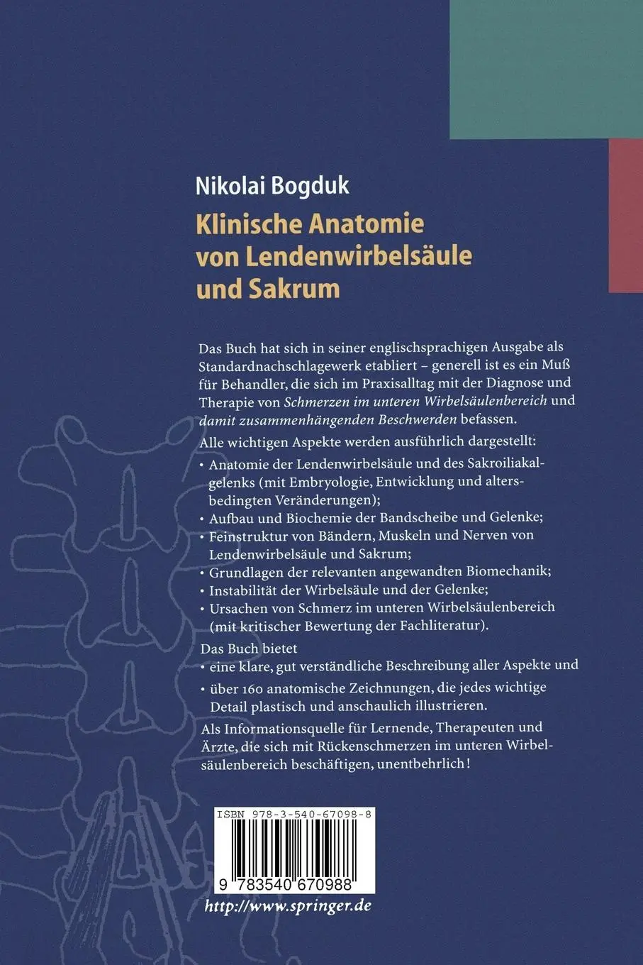 Rückseite: 9783540670988 | Klinische Anatomie von Lendenwirbelsäule und Sakrum | Nikolai Bogduk