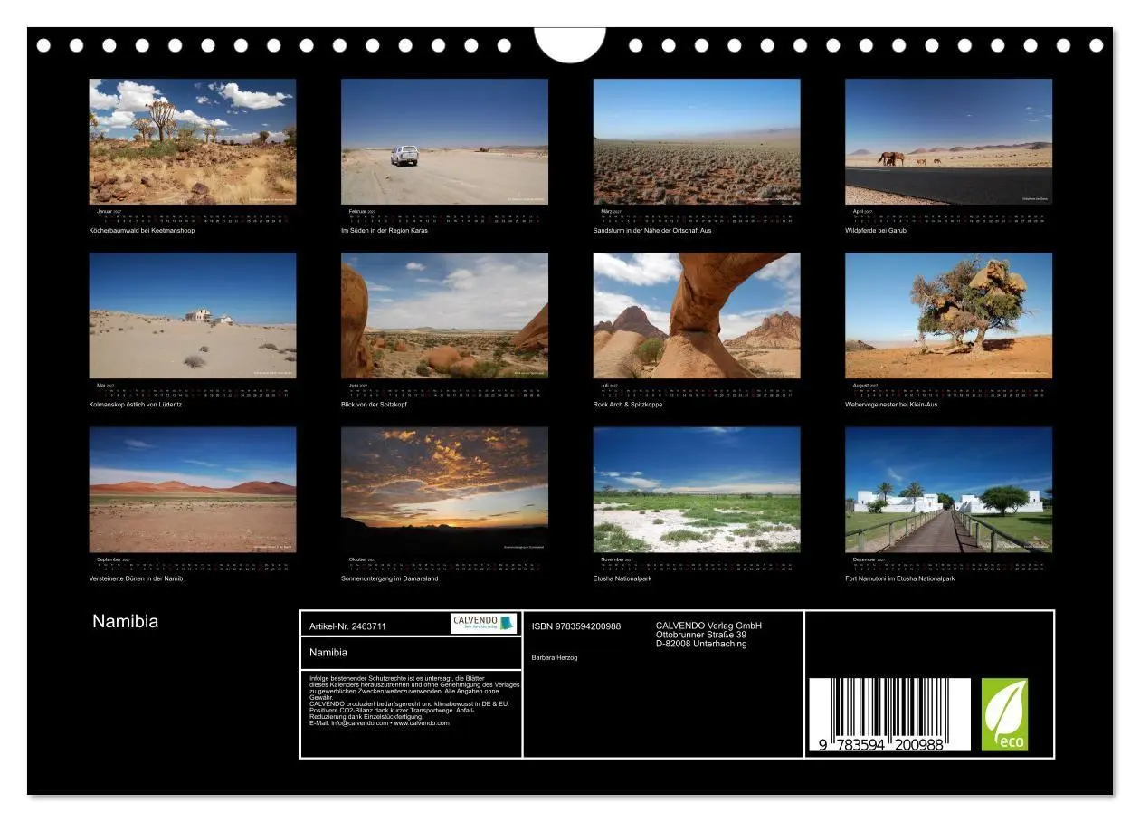 Bild: 9783594200988 | Namibia (Wandkalender 2027 DIN A4 quer), CALVENDO Monatskalender