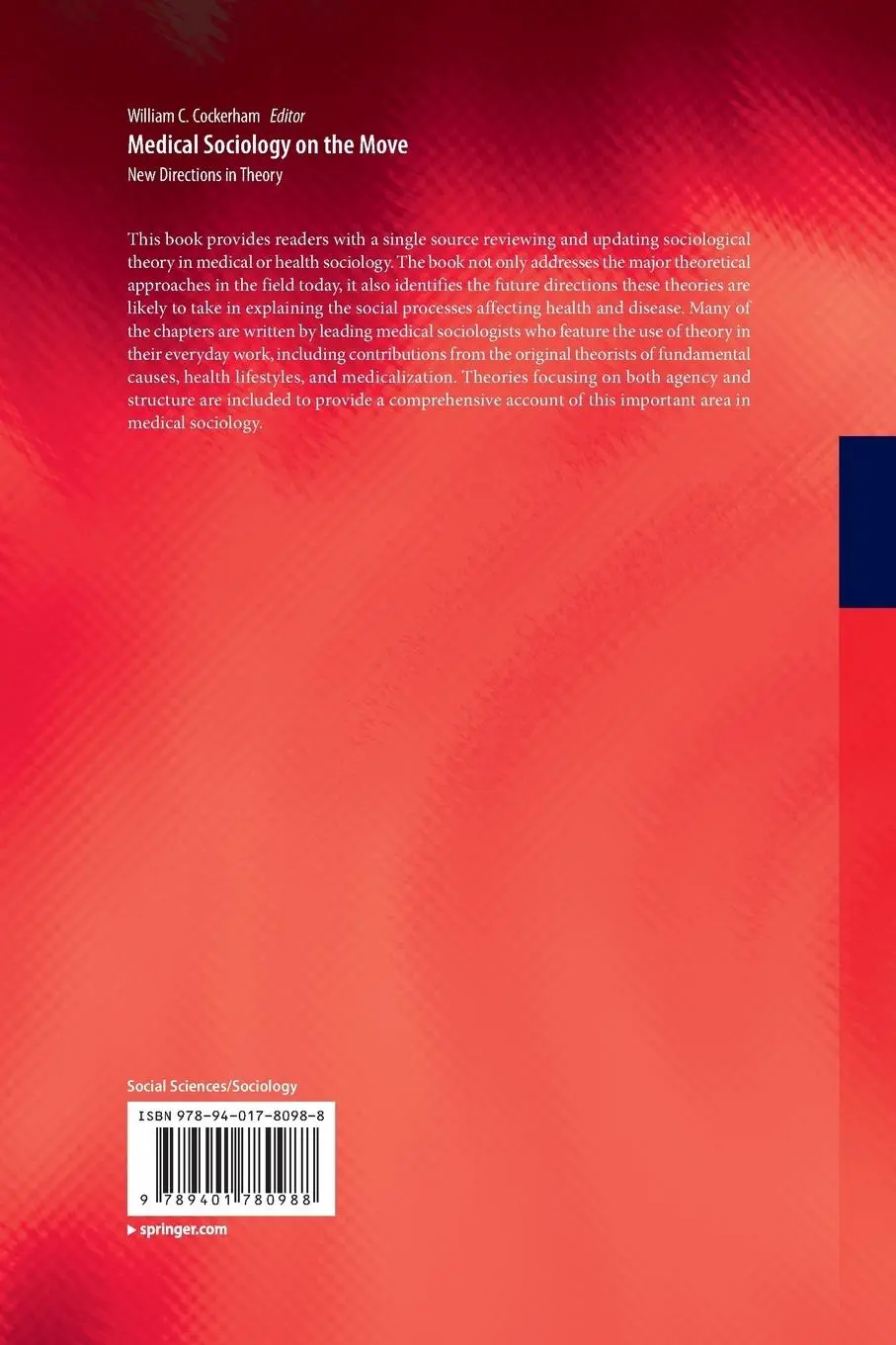 Rückseite: 9789401780988 | Medical Sociology on the Move | New Directions in Theory | Cockerham