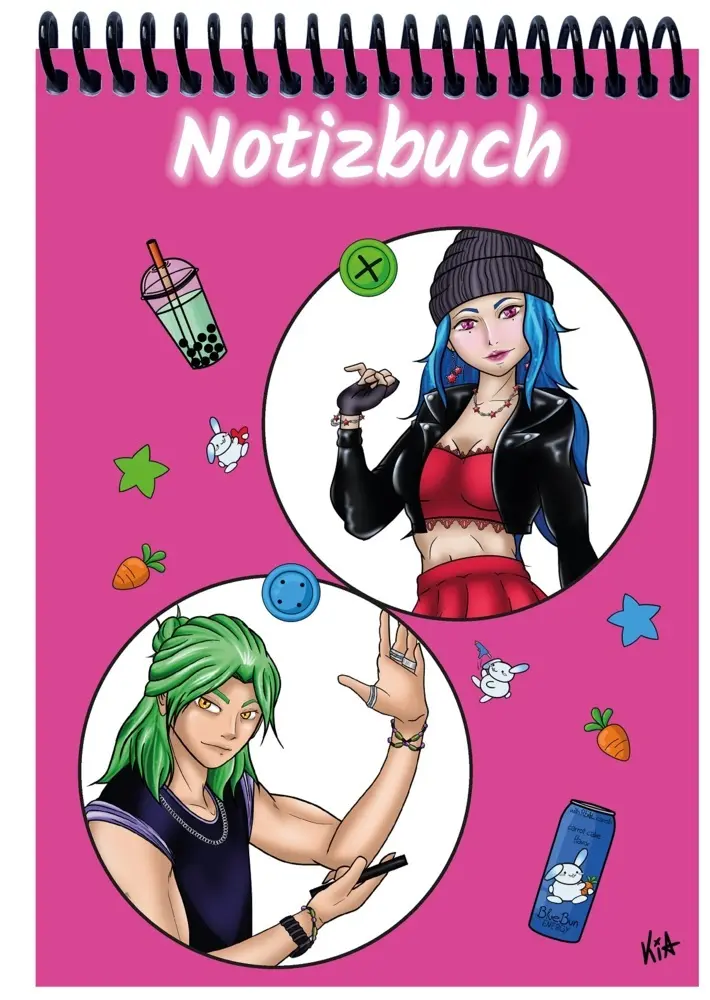 A 4 Notizblock Manga Quinn und Enora, pink, liniert