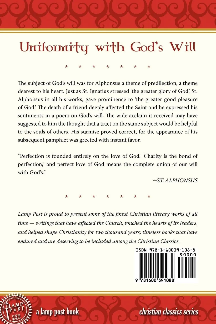 Rückseite: 9781600391088 | Uniformity With God's Will | St. Alphonsus de Liguori | Taschenbuch
