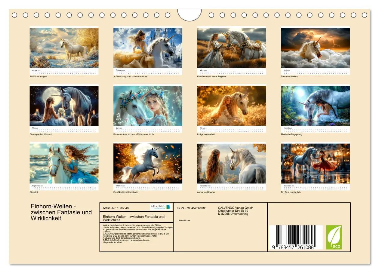 Bild: 9783457261088 | Einhorn-Welten - zwischen Fantasie und Wirklichkeit (Wandkalender...