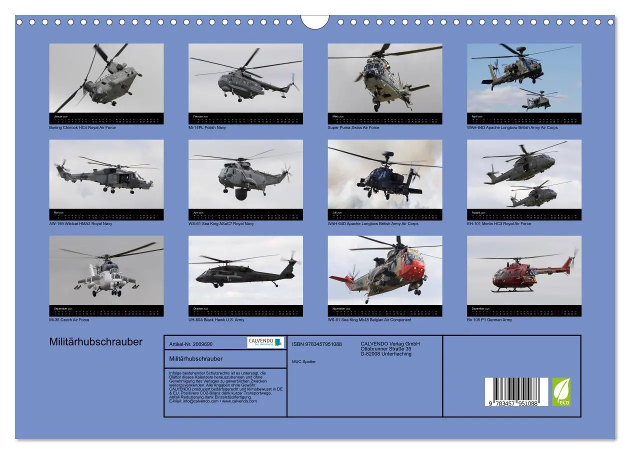 Bild: 9783457951088 | Militärhubschrauber (Wandkalender 2026 DIN A3 quer), CALVENDO...