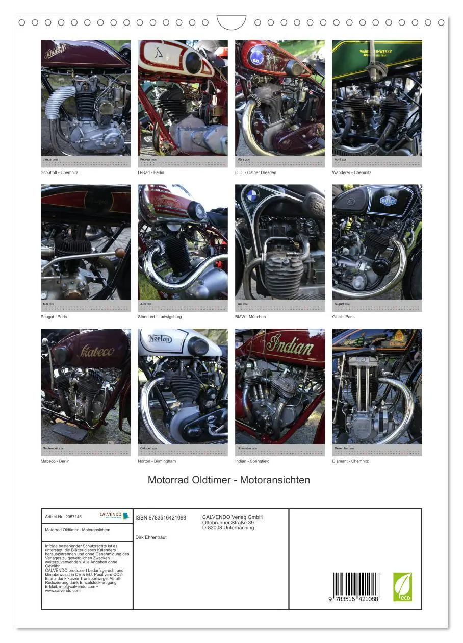 Bild: 9783516421088 | Motorrad Oldtimer - Motoransichten (Wandkalender 2026 DIN A3 hoch),...
