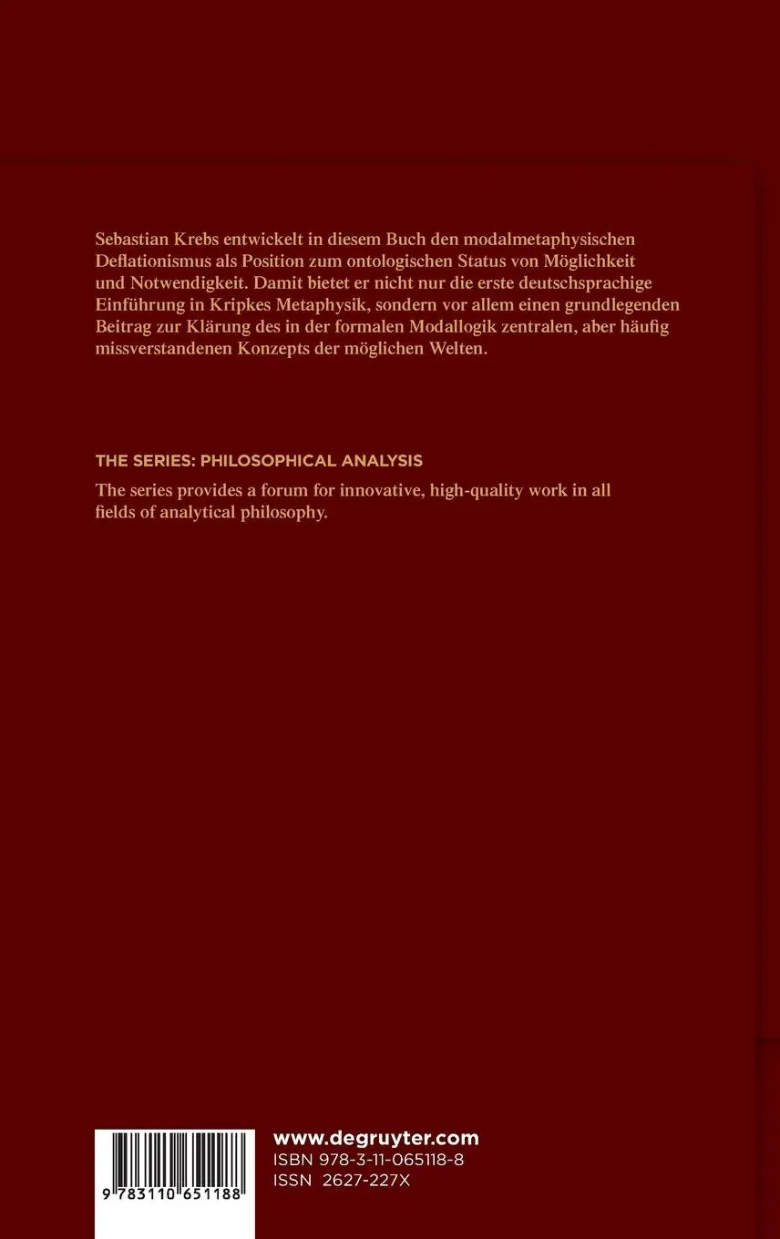 Rückseite: 9783110651188 | Kripkes Metaphysik möglicher Welten | Sebastian Krebs | Buch | IX