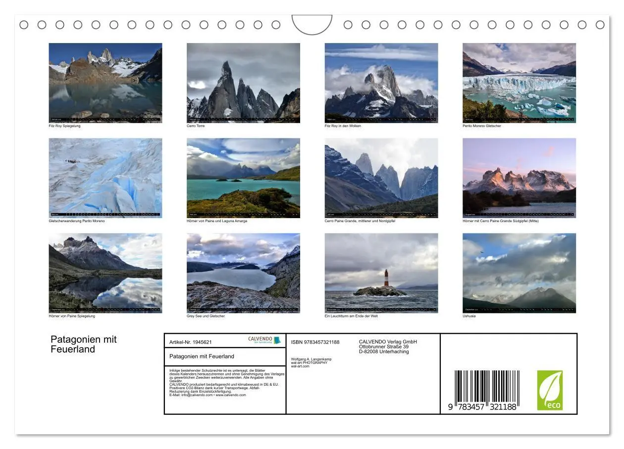 Bild: 9783457321188 | Patagonien mit Feuerland (Wandkalender 2026 DIN A4 quer), CALVENDO...