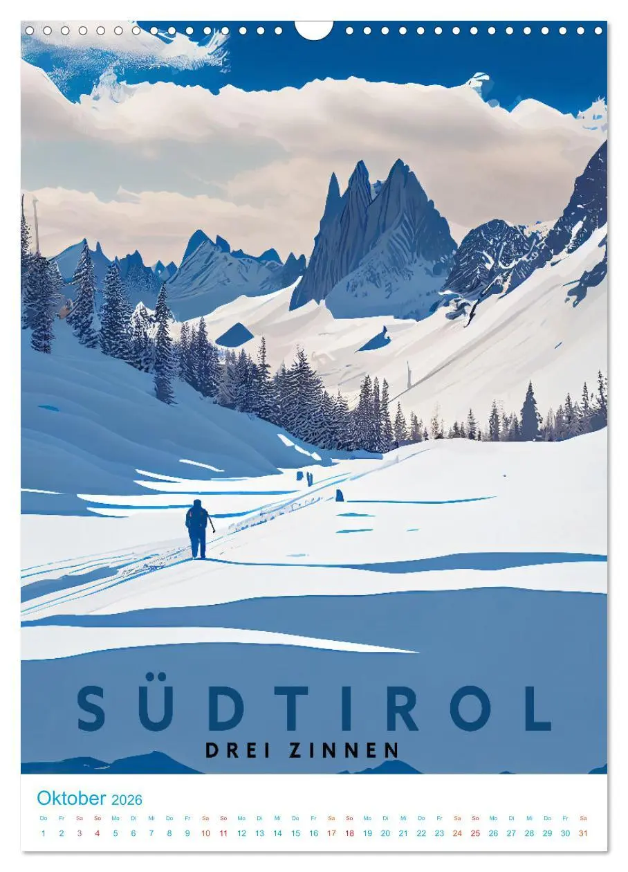 Bild: 9783516331288 | Südtirol - Old School Poster Style (Wandkalender 2026 DIN A3 hoch),...