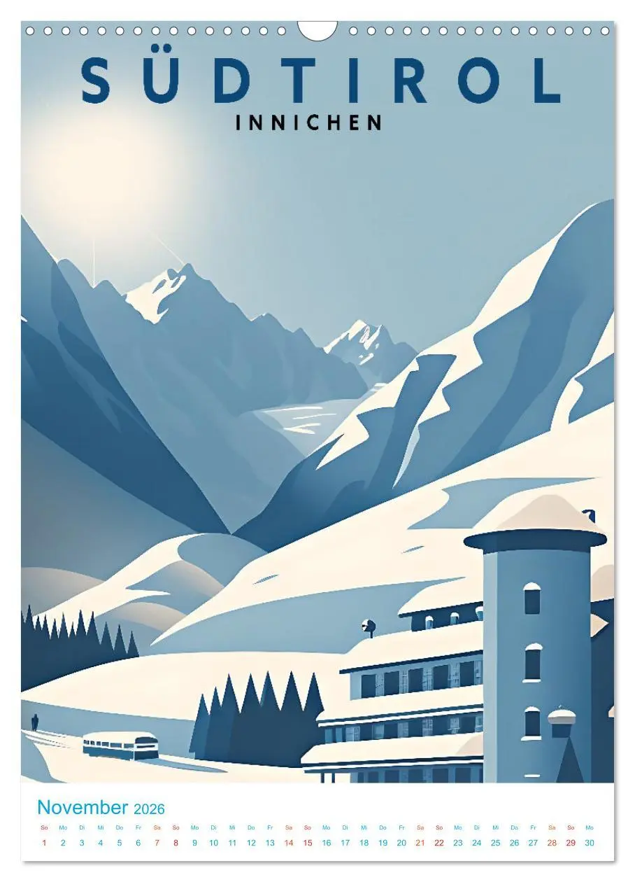 Bild: 9783516331288 | Südtirol - Old School Poster Style (Wandkalender 2026 DIN A3 hoch),...