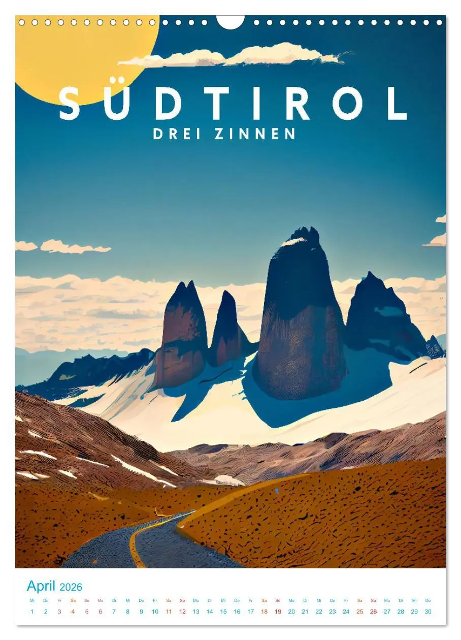 Bild: 9783516331288 | Südtirol - Old School Poster Style (Wandkalender 2026 DIN A3 hoch),...