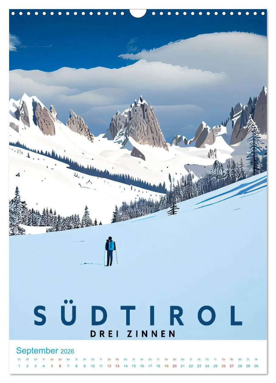 Bild: 9783516331288 | Südtirol - Old School Poster Style (Wandkalender 2026 DIN A3 hoch),...