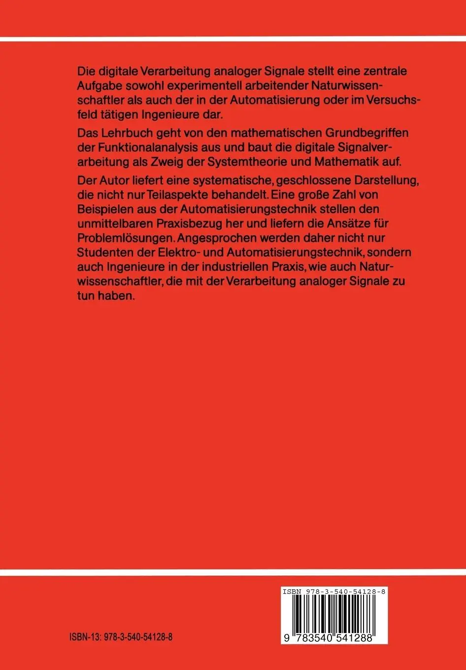 Rückseite: 9783540541288 | Digitale Signalverarbeitung | Heinz Kronmüller | Taschenbuch | xii