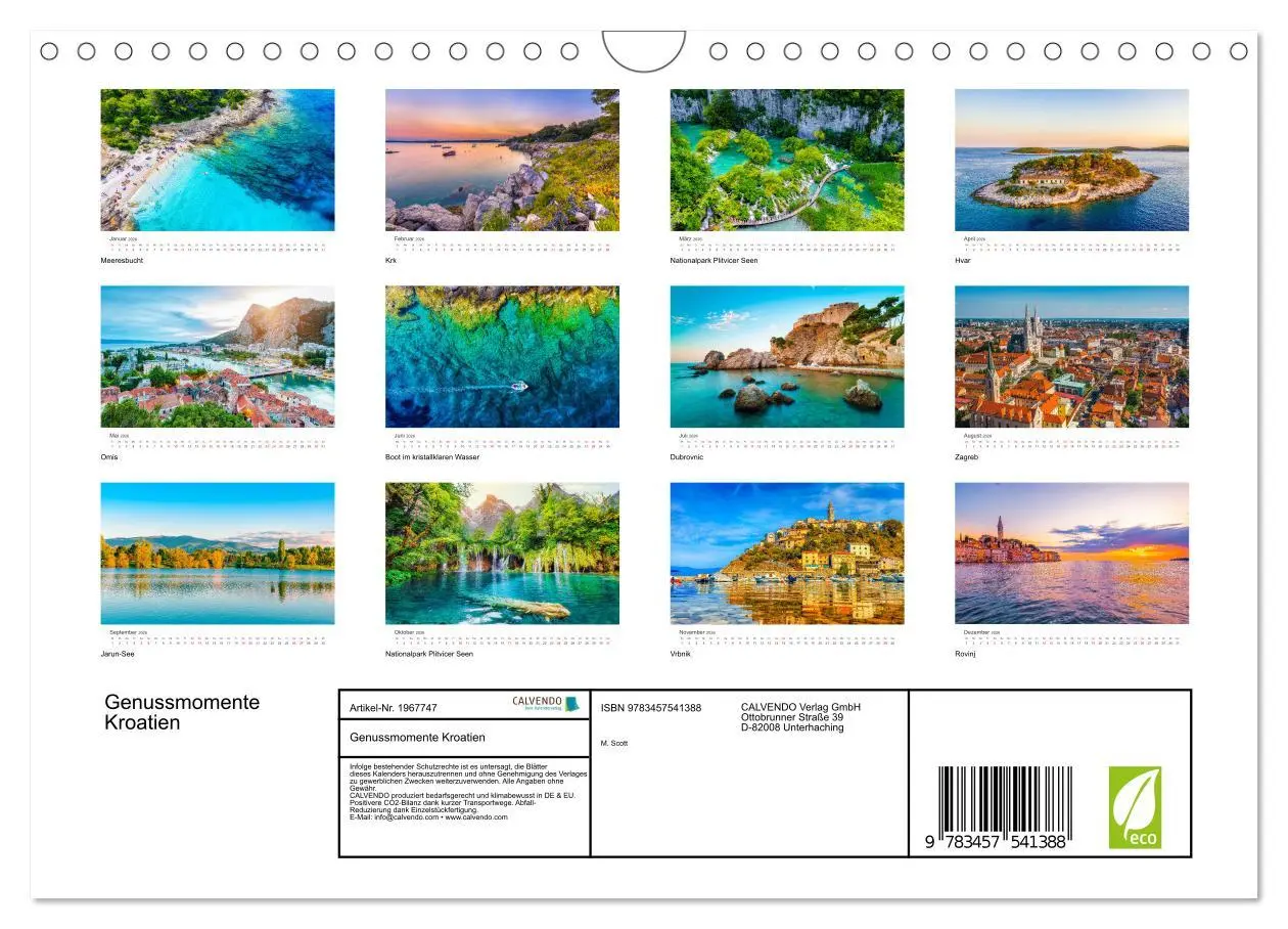 Bild: 9783457541388 | Genussmomente Kroatien (Wandkalender 2026 DIN A4 quer), CALVENDO...