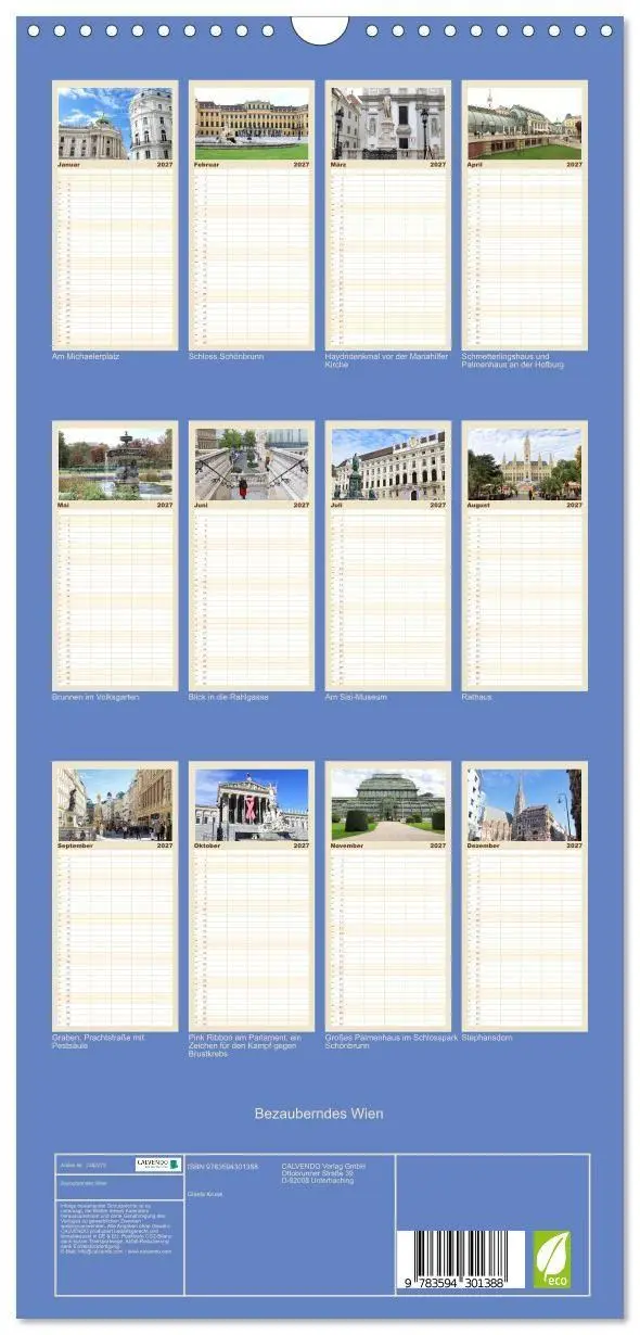 Bild: 9783594301388 | Familienplaner 2027 - Bezauberndes Wien mit 5 Spalten...