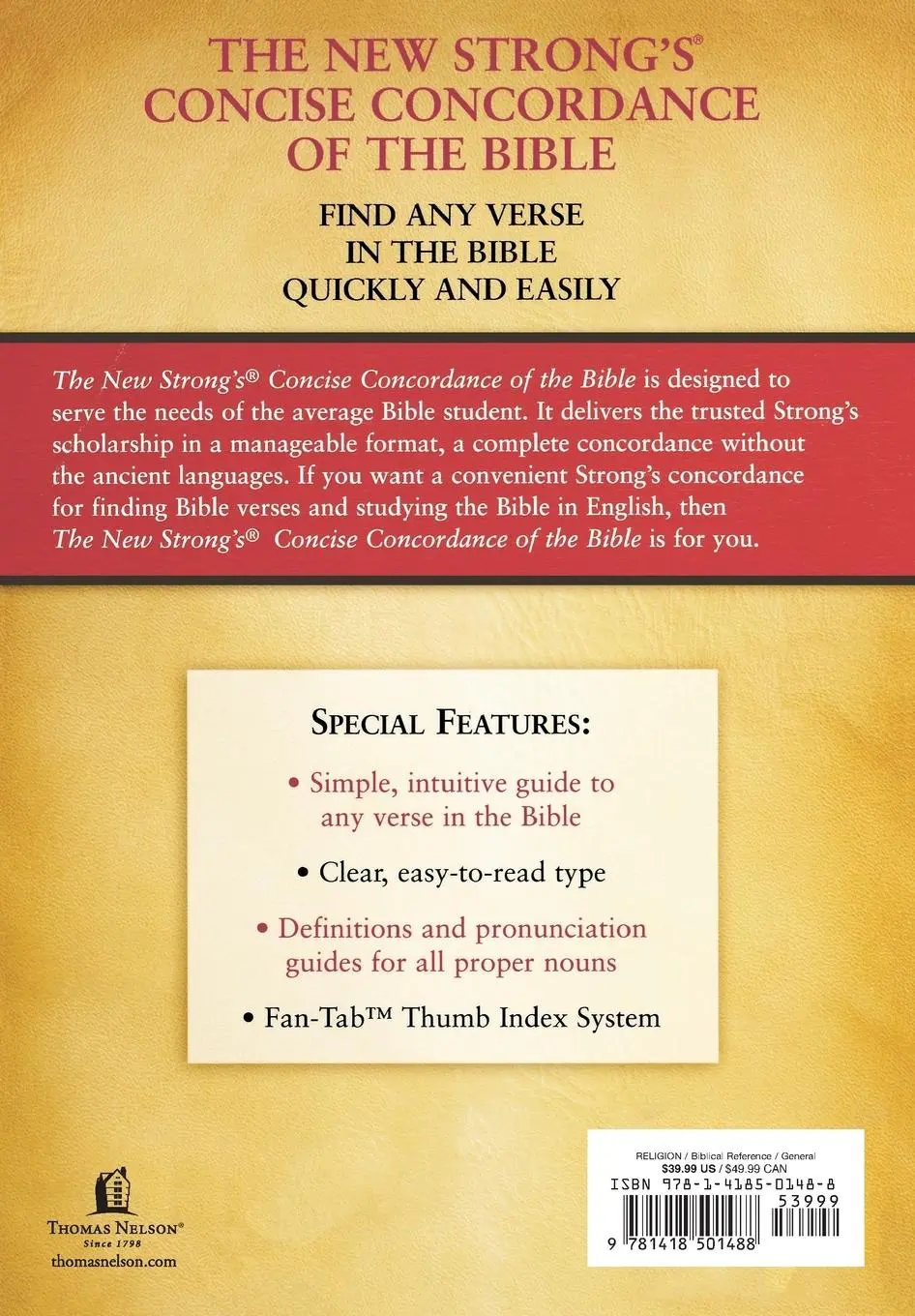 Rückseite: 9781418501488 | The New Strong's Concise Concordance of the Bible | Strong (u. a.)