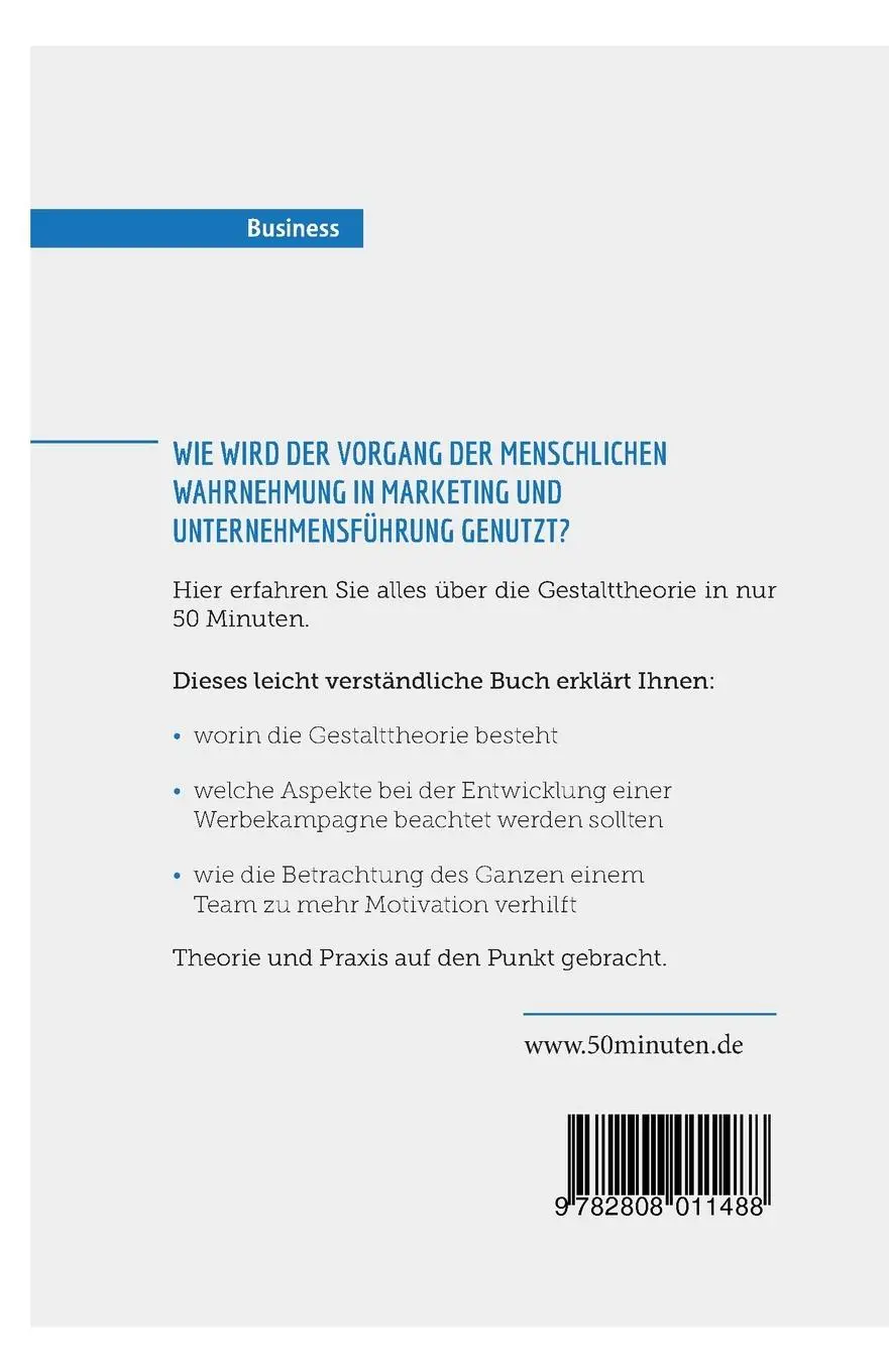 Rückseite: 9782808011488 | Die Gestalttheorie | Psychologie der menschlichen Wahrnehmung | Buch