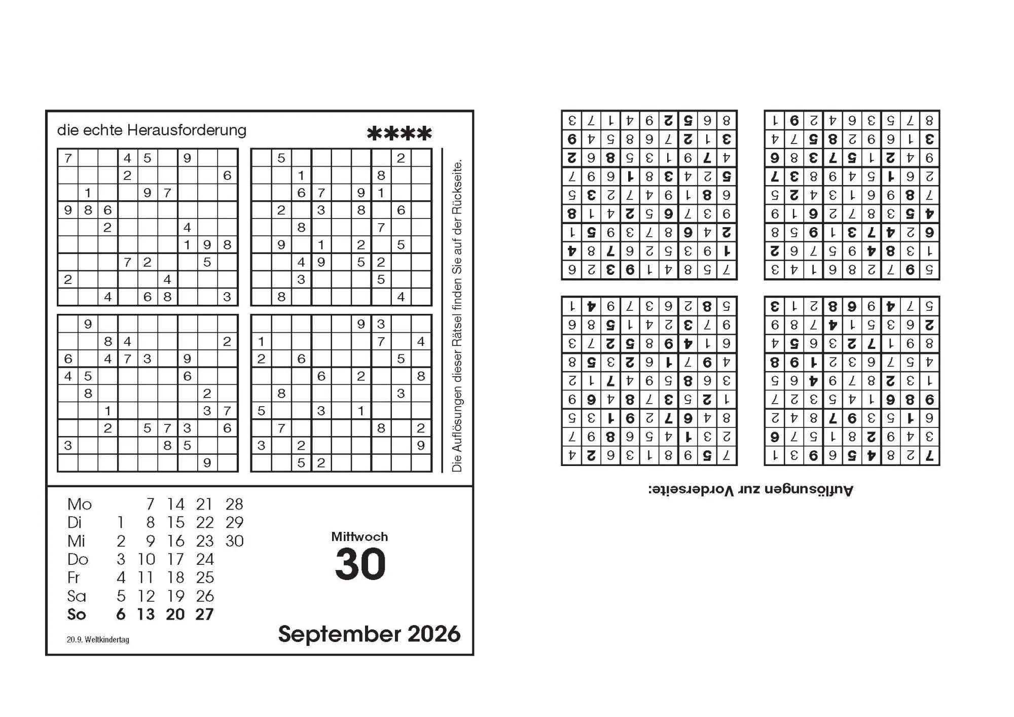 Bild: 9783809451488 | Sudokukalender 2026. Der beliebte Abreißkalender mit 800 Zahlenrätseln