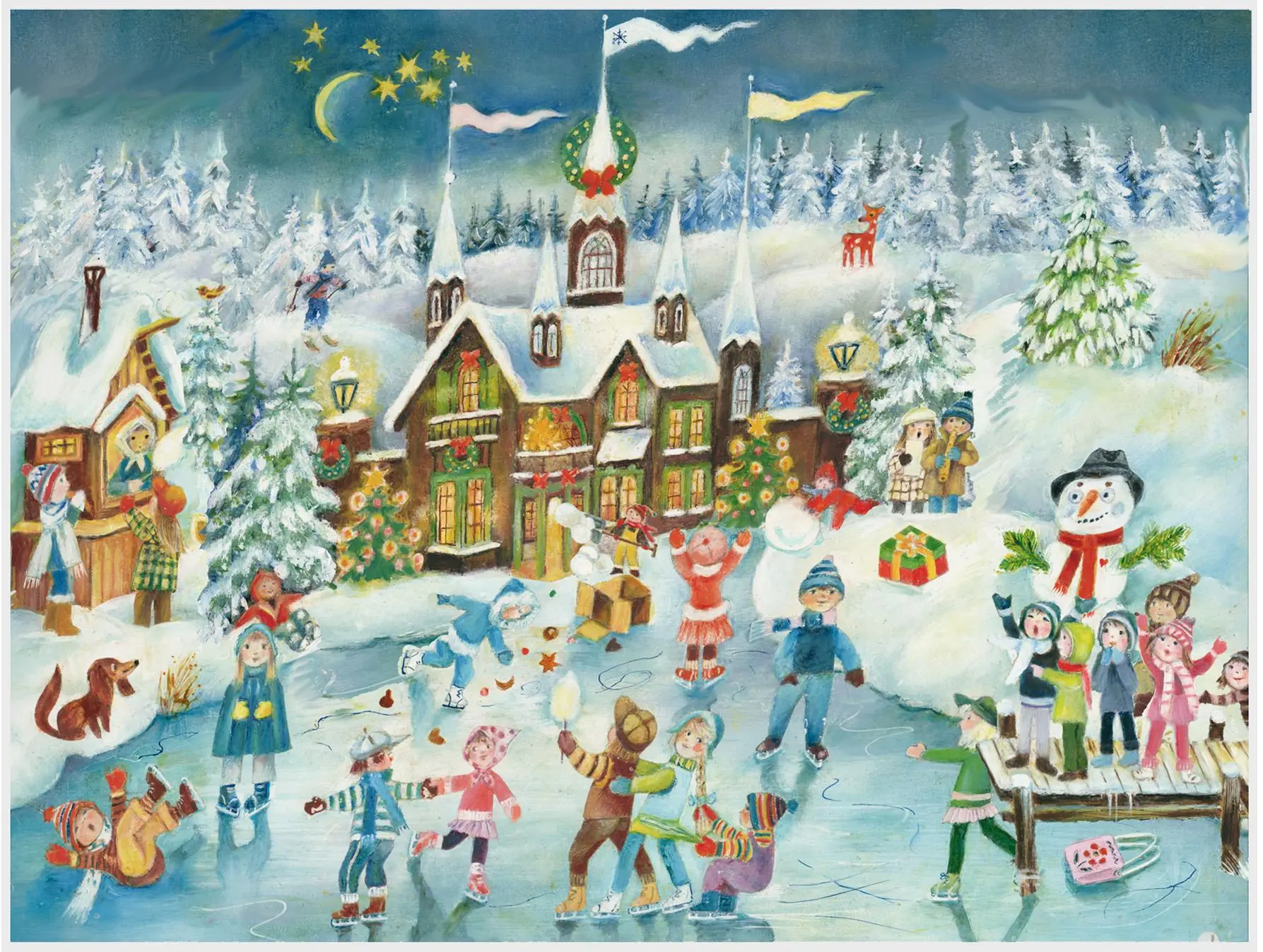 Cover: 4025985701588 | Adventskalender "Eislauffreuden am Schloß" | Papier Adventskalender