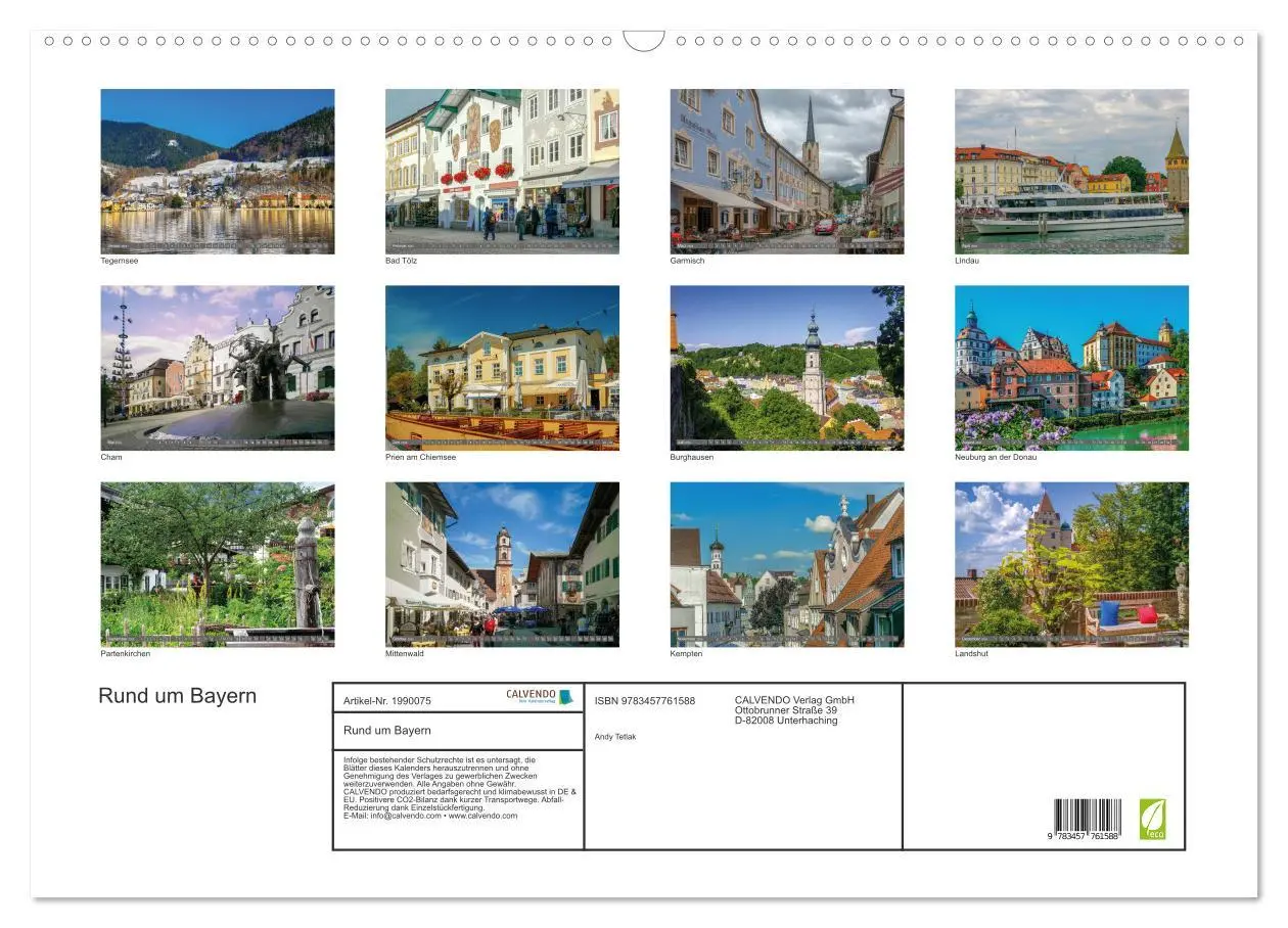 Bild: 9783457761588 | Rund um Bayern (Wandkalender 2026 DIN A2 quer), CALVENDO...
