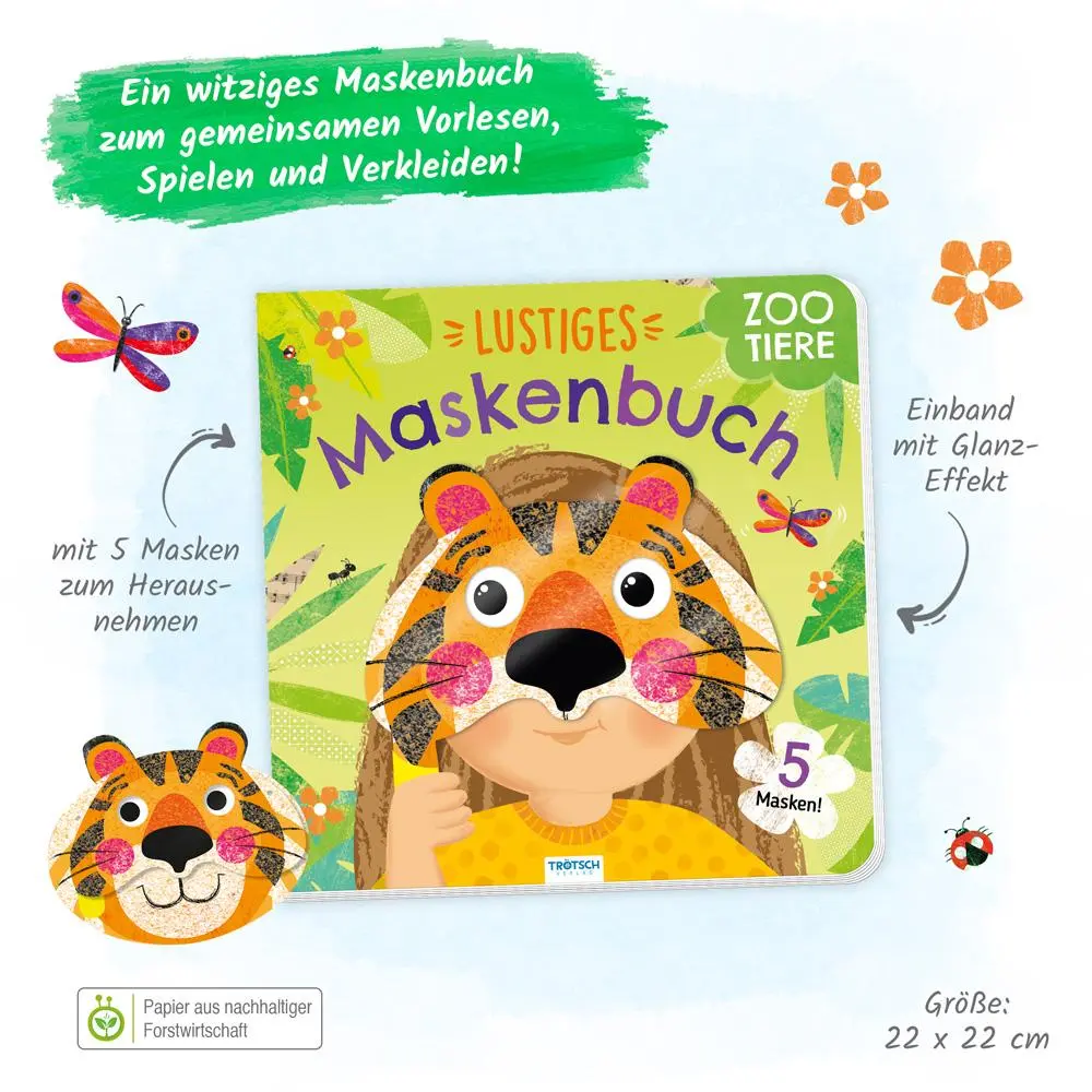 Bild: 9783988021588 | TRÖTSCH - Lustiges Maskenbuch "Zootiere" Interaktives Pappenbuch...