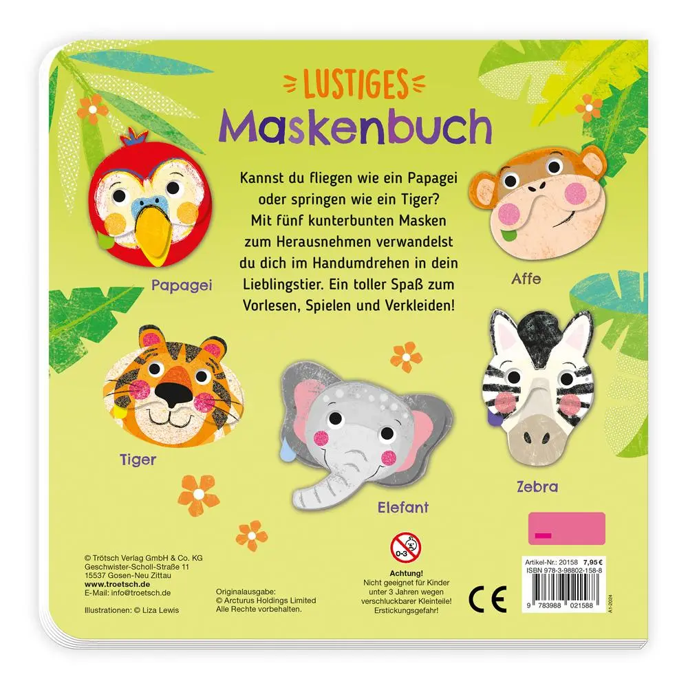 Bild: 9783988021588 | TRÖTSCH - Lustiges Maskenbuch "Zootiere" Interaktives Pappenbuch...