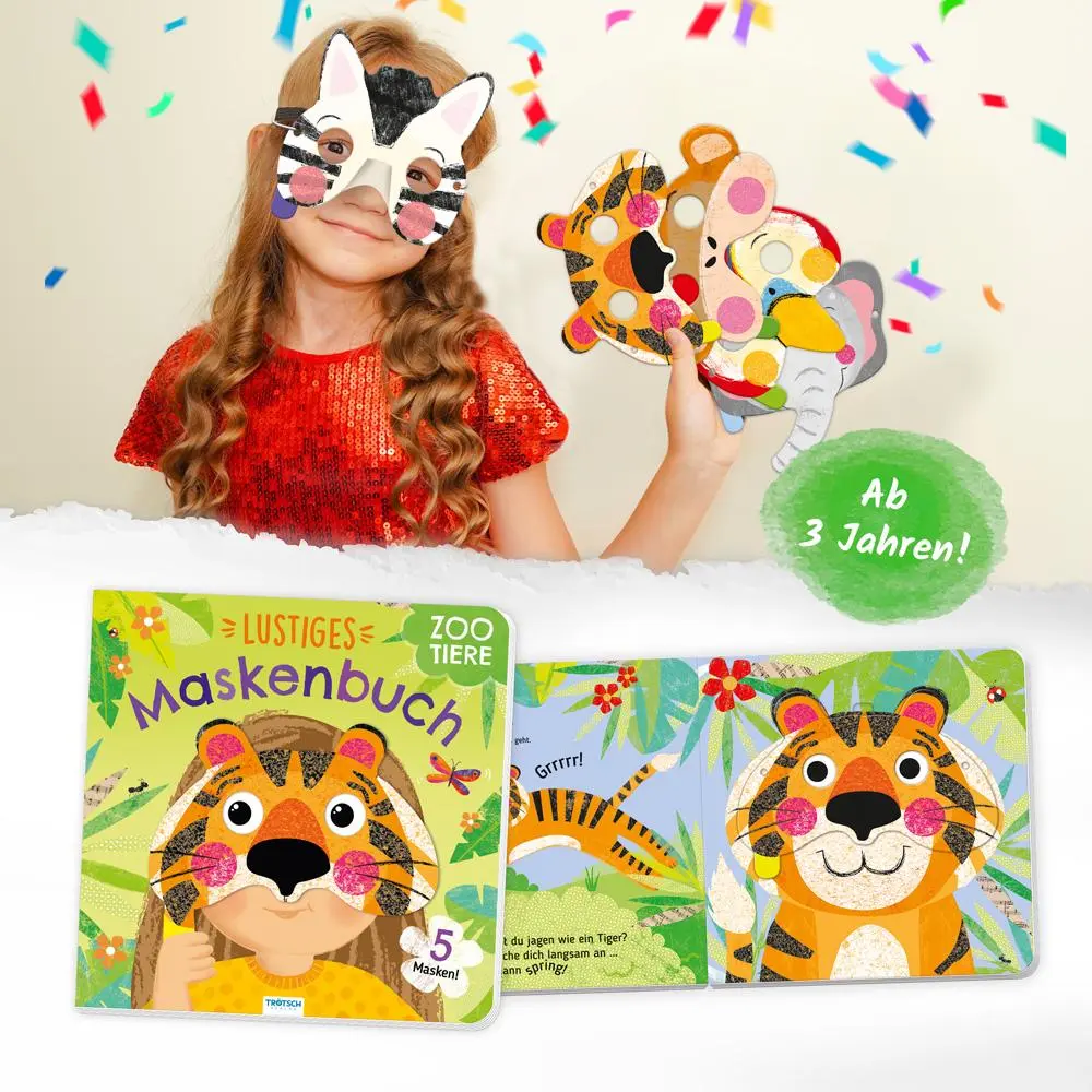 Bild: 9783988021588 | TRÖTSCH - Lustiges Maskenbuch "Zootiere" Interaktives Pappenbuch...