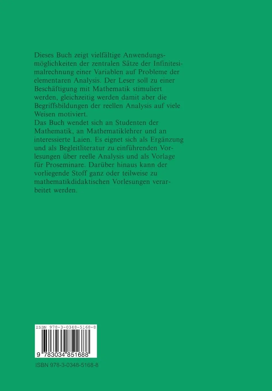 Rückseite: 9783034851688 | Klassische elementare Analysis | Koecher | Taschenbuch | 212 S. | 2014