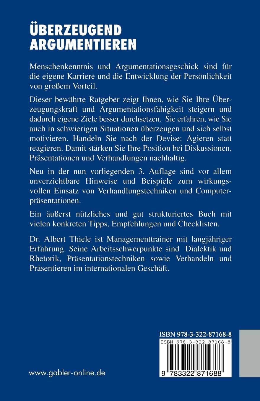Rückseite: 9783322871688 | Überzeugend argumentieren | 15 Bausteine für erfolgreiche Rhetorik