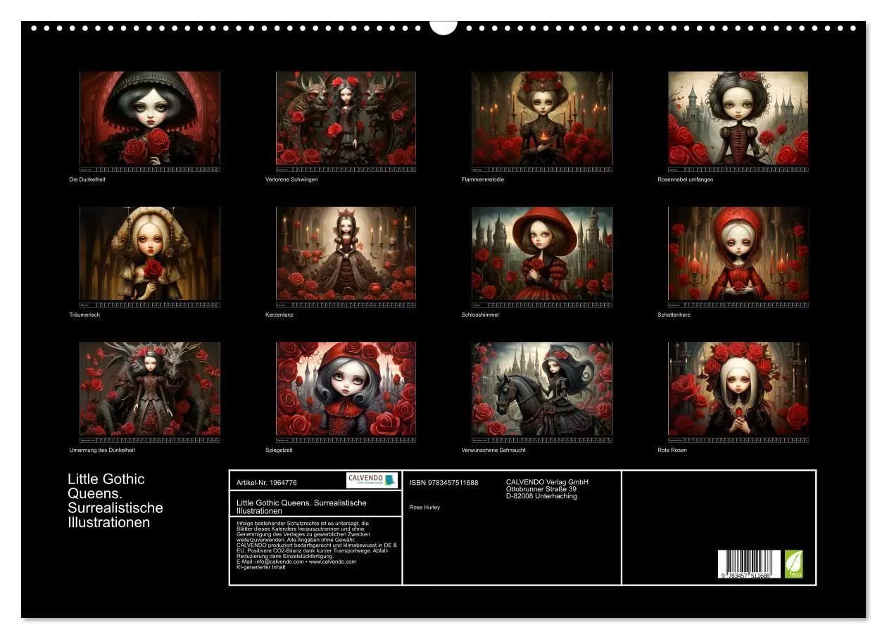 Bild: 9783457511688 | Little Gothic Queens. Surrealistische Illustrationen (Wandkalender...