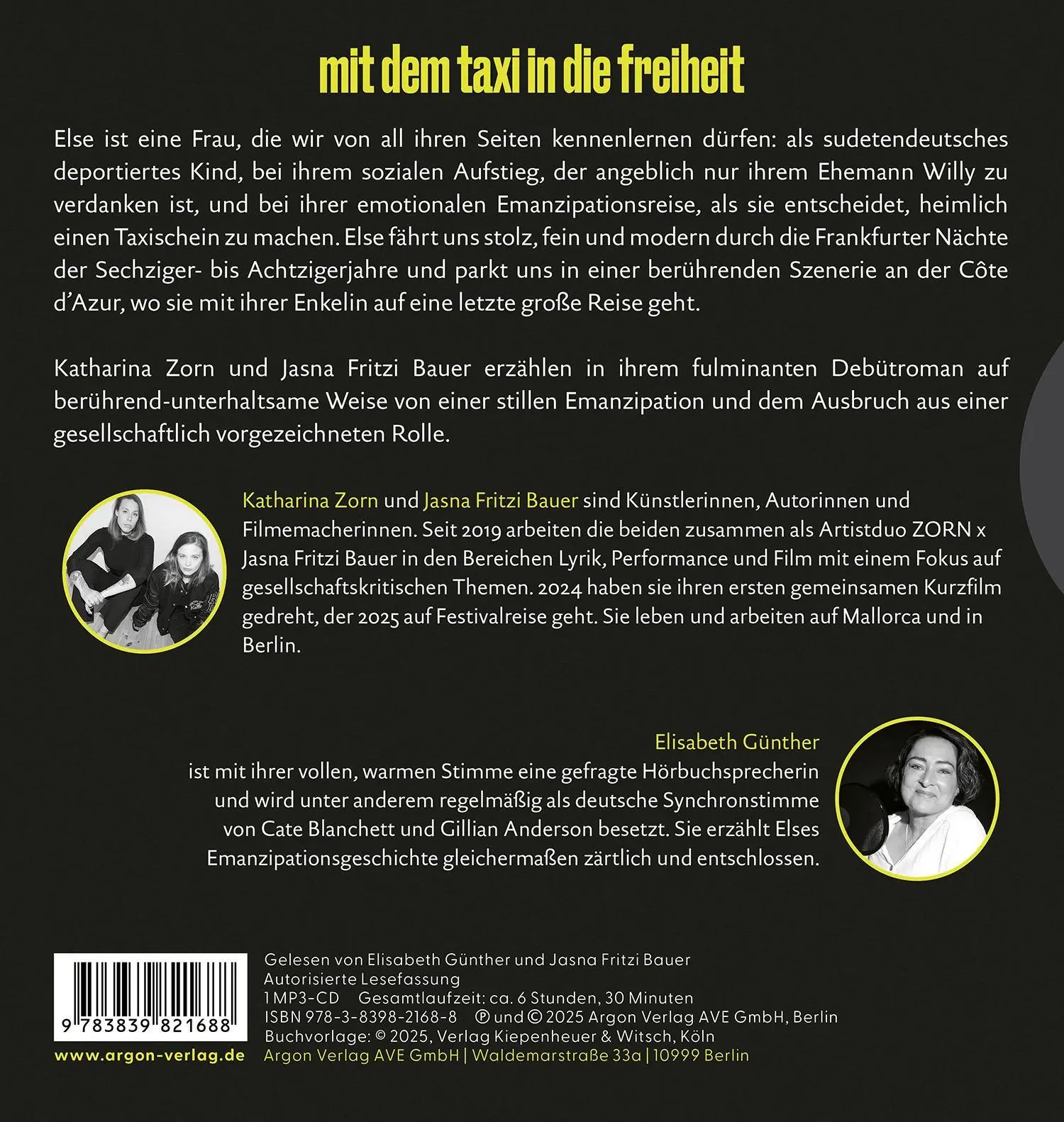 Rückseite: 9783839821688 | Else | Roman | Jasna Fritzi Bauer (u. a.) | MP3 | 1 Audio-CD | Deutsch