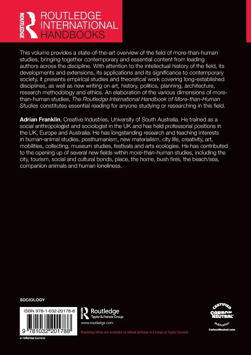 Rückseite: 9781032201788 | The Routledge International Handbook of More-than-Human Studies | Buch