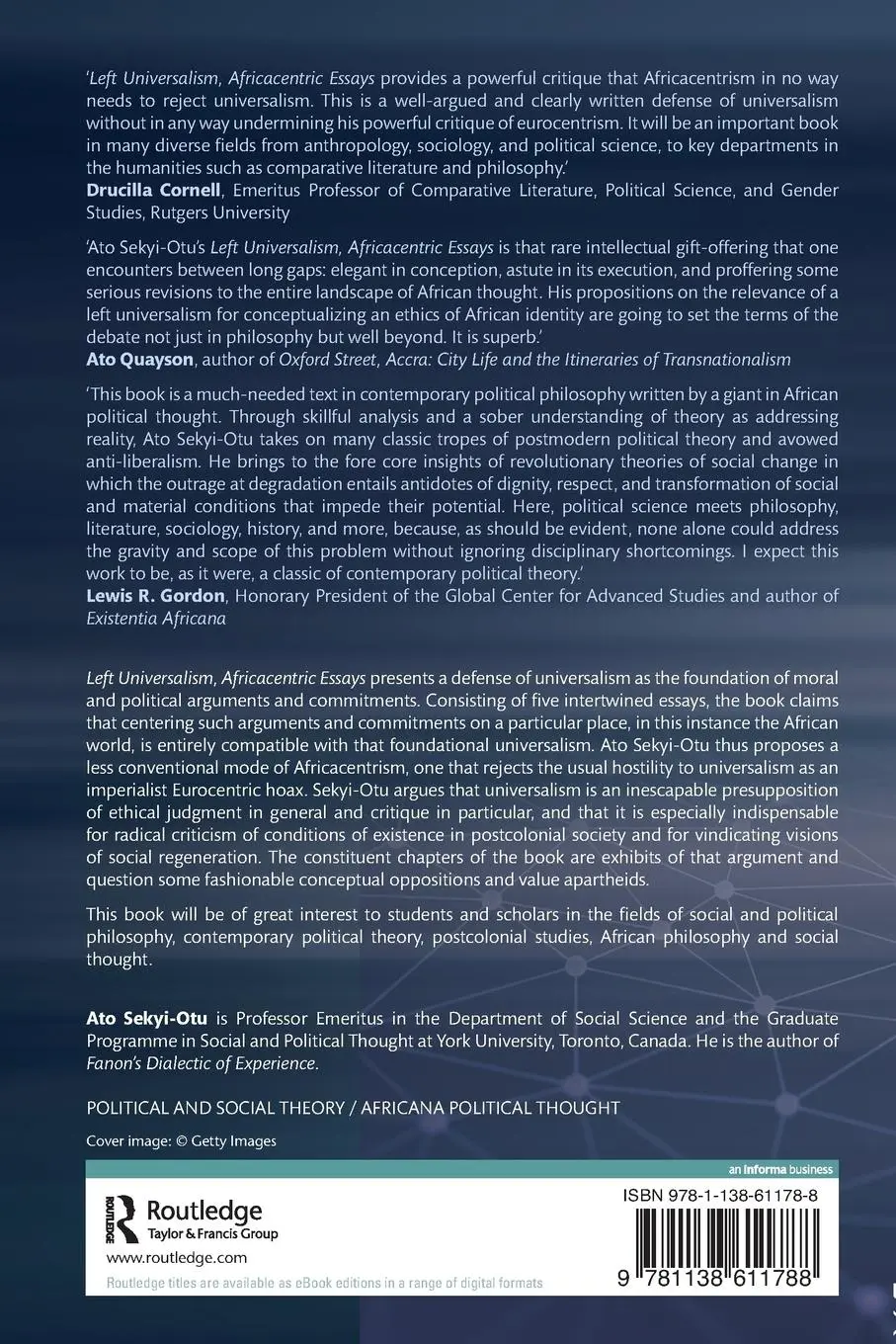 Rückseite: 9781138611788 | Left Universalism, Africacentric Essays | Ato Sekyi-Otu | Taschenbuch