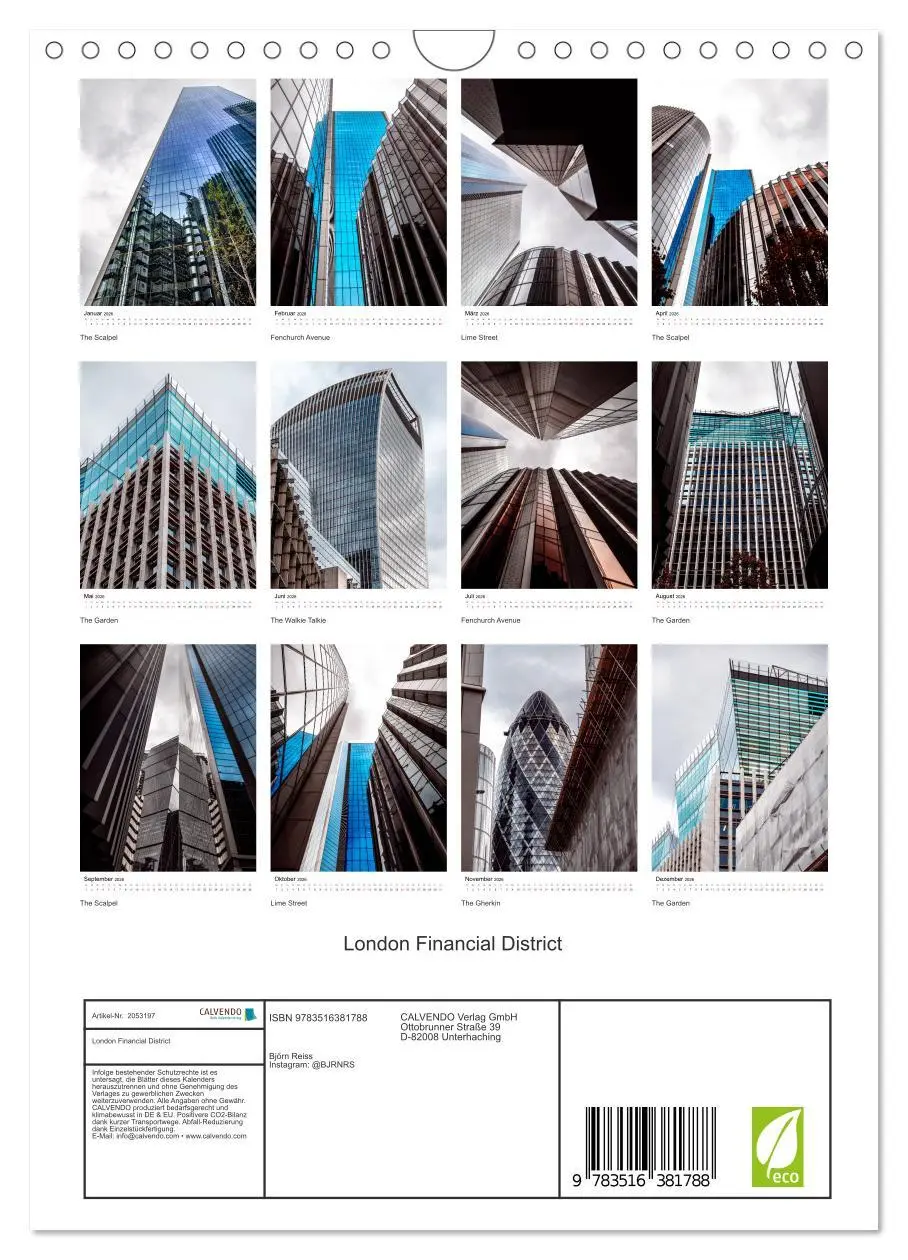Bild: 9783516381788 | London Financial District (Wandkalender 2026 DIN A4 hoch), CALVENDO...