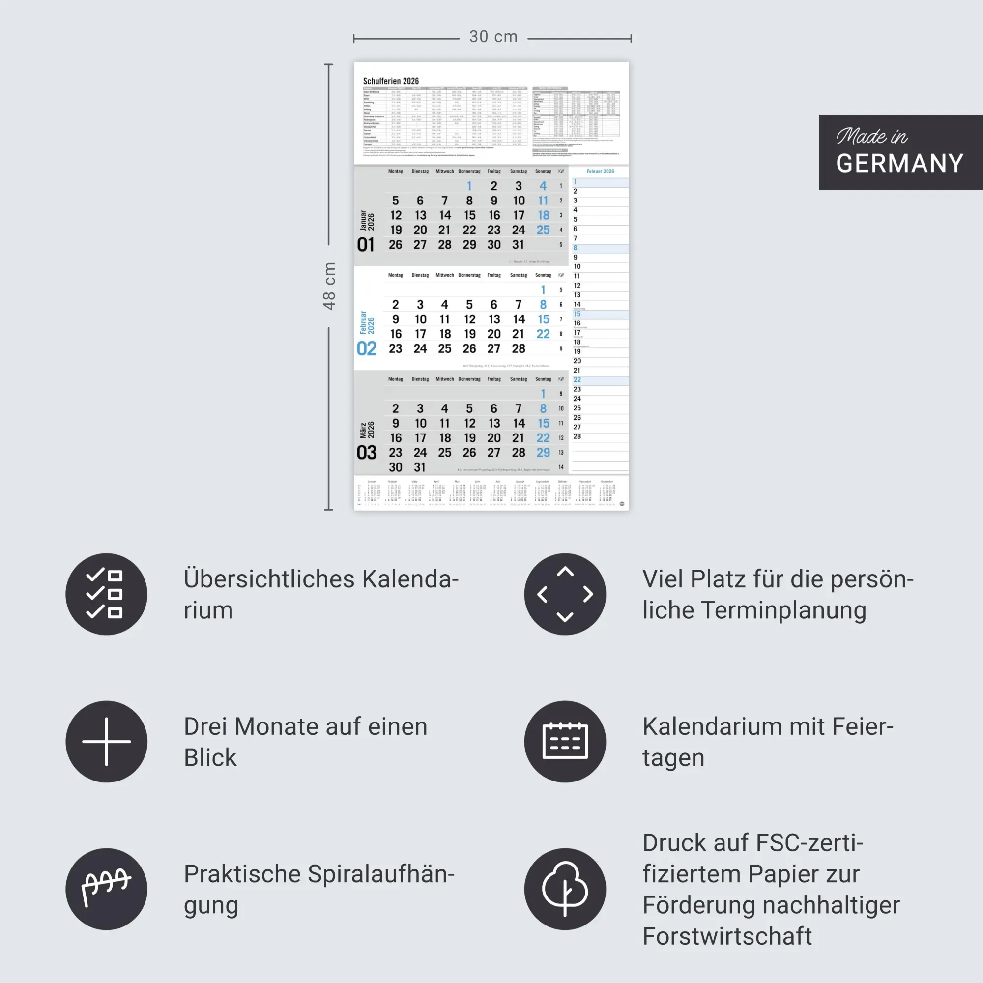 Bild: 9783756411788 | 3-Monats-Planer Klappfälzel 2026 | Heye | Kalender | Bürokalender Heye