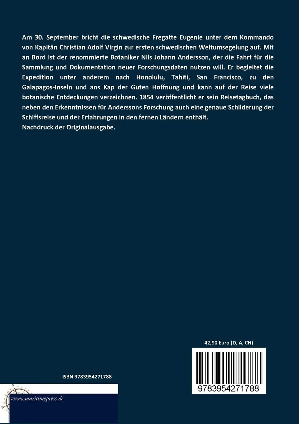Rückseite: 9783954271788 | Eine Weltumsegelung mit der schwedischen Kriegsfregatte Eugenie | Buch