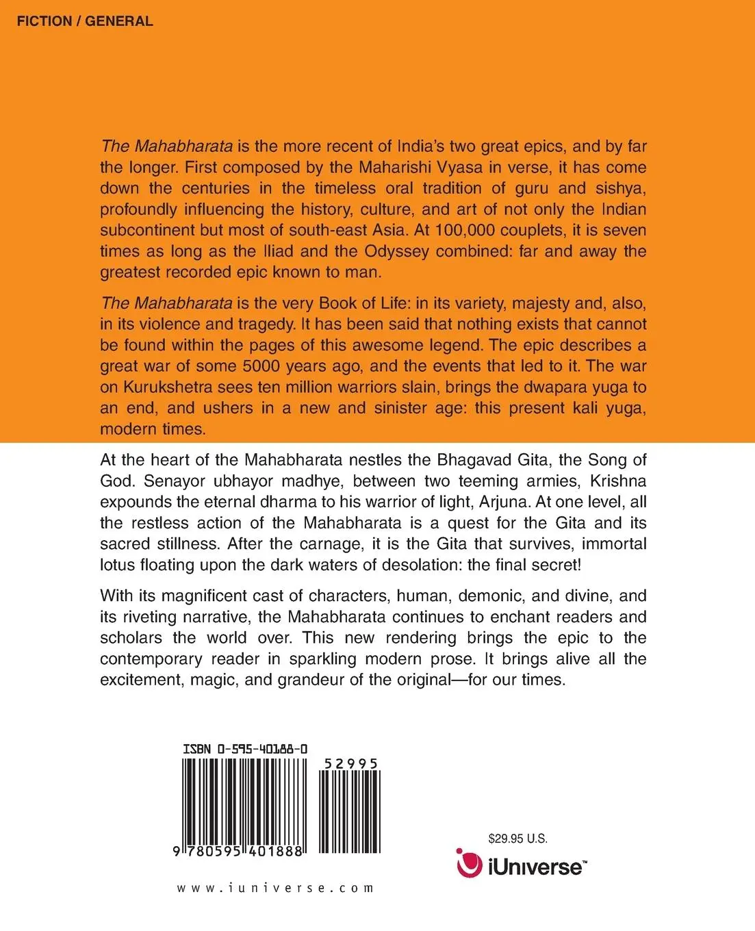 Rückseite: 9780595401888 | THE MAHABHARATA | A Modern Rendering, Vol 2 | Ramesh Menon | Buch