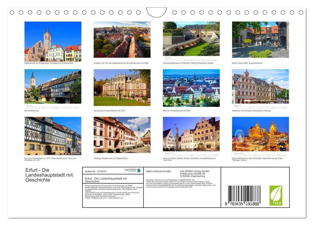 Bild: 9783435191888 | Erfurt - Die Landeshauptstadt mit Geschichte (Wandkalender 2025 DIN...