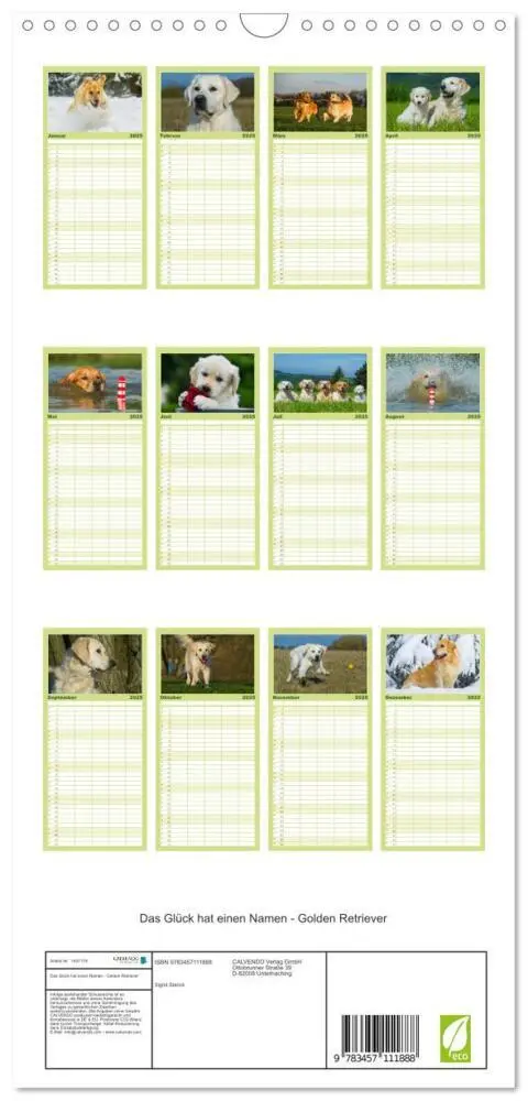 Bild: 9783457111888 | Familienplaner 2025 - Das Glück hat einen Namen - Golden Retriever...