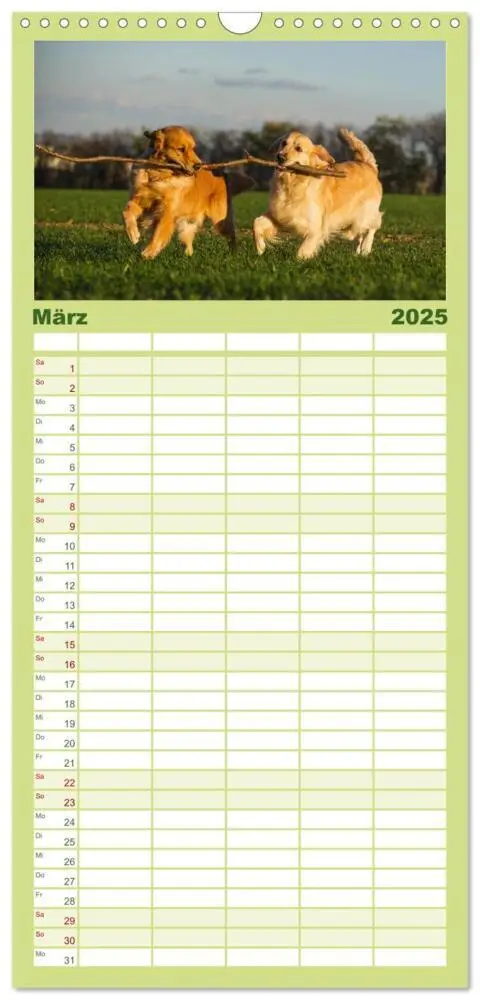 Bild: 9783457111888 | Familienplaner 2025 - Das Glück hat einen Namen - Golden Retriever...